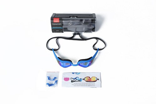 Adult blue mirrored lens swimming goggles 3