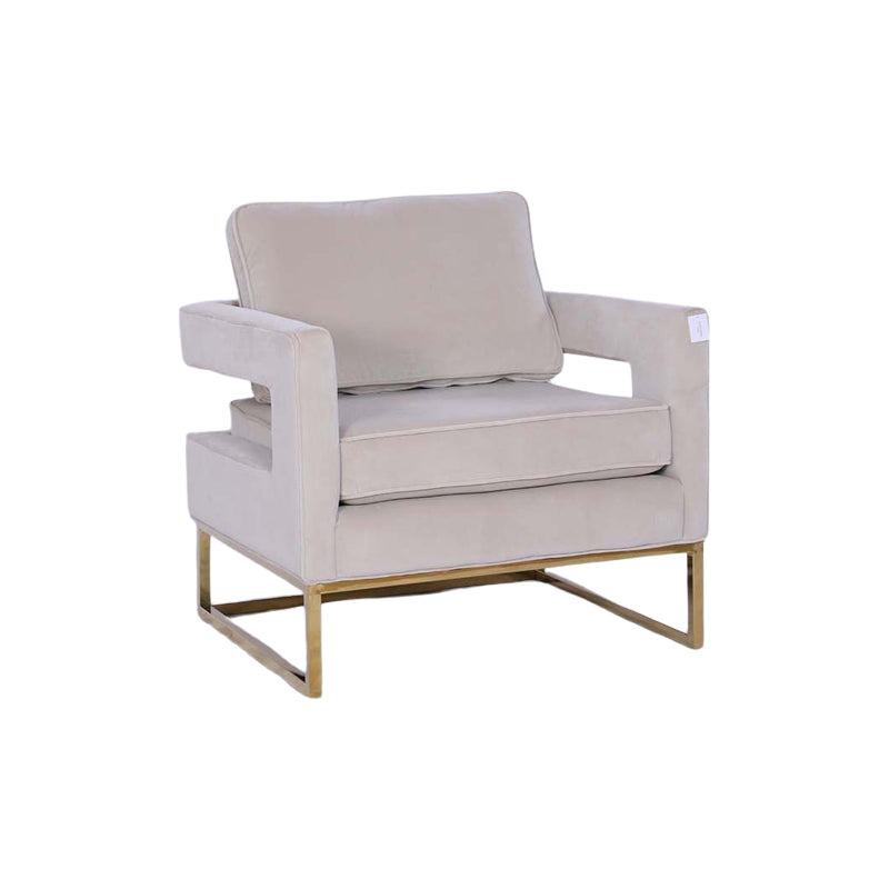 Golden Framed Bottom Armed Accent Chair_Grey 3
