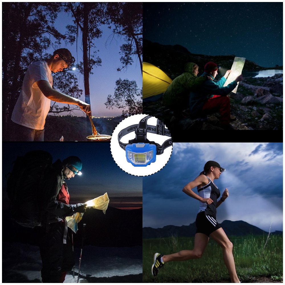 5 Mode Headlamp with COB LED Technology-Blue/Black - Black 3