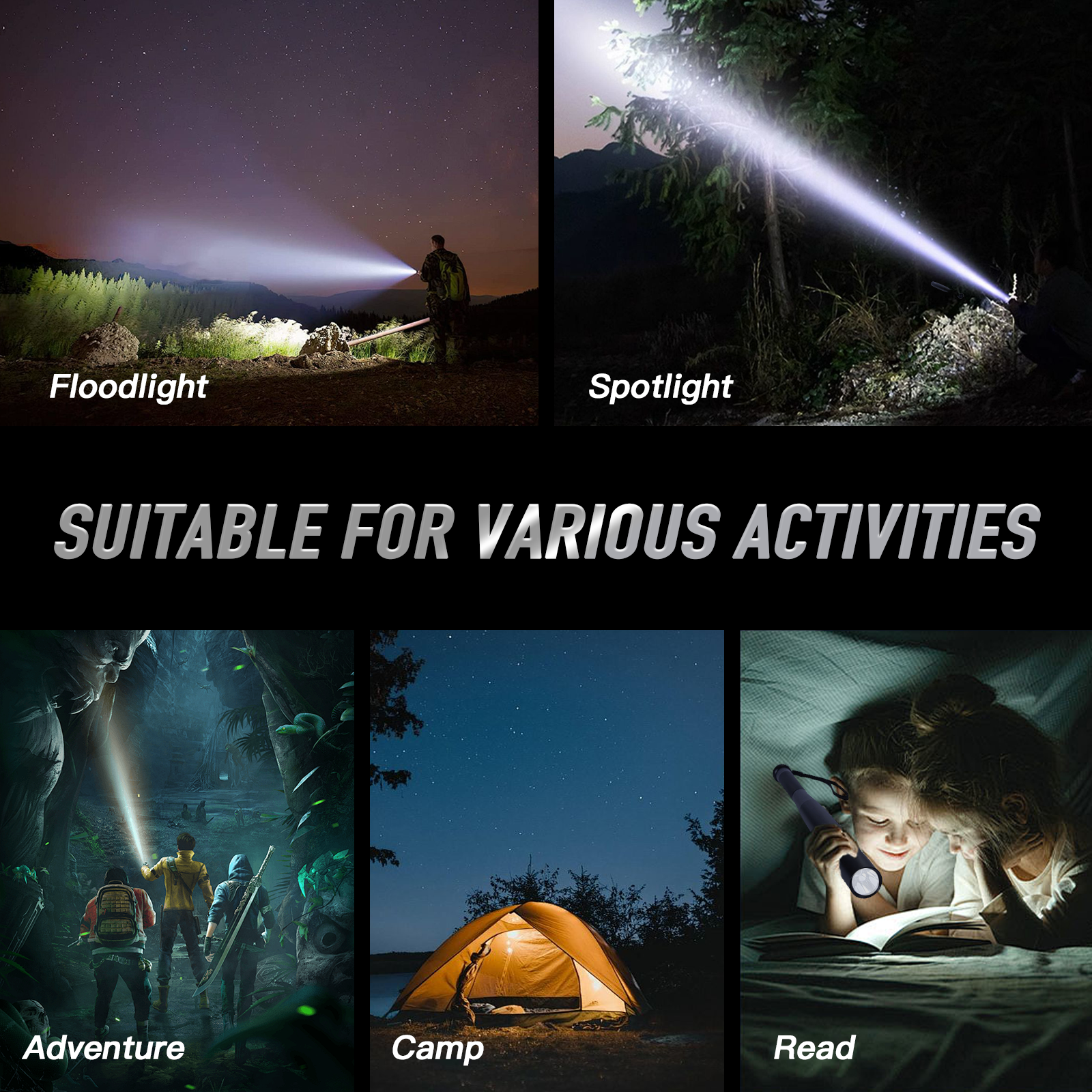 Brillar Aluminium Long Torch - Black 5