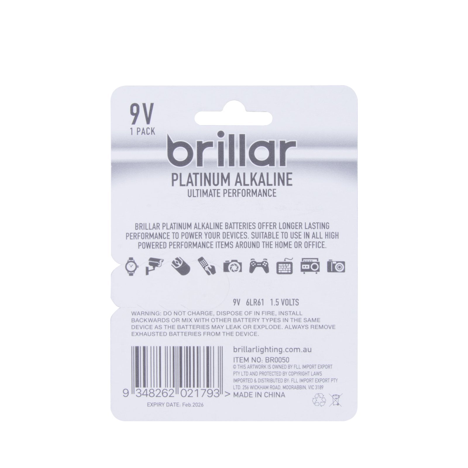 Long Lasting Premium 9 Volt Alkaline Battery 4