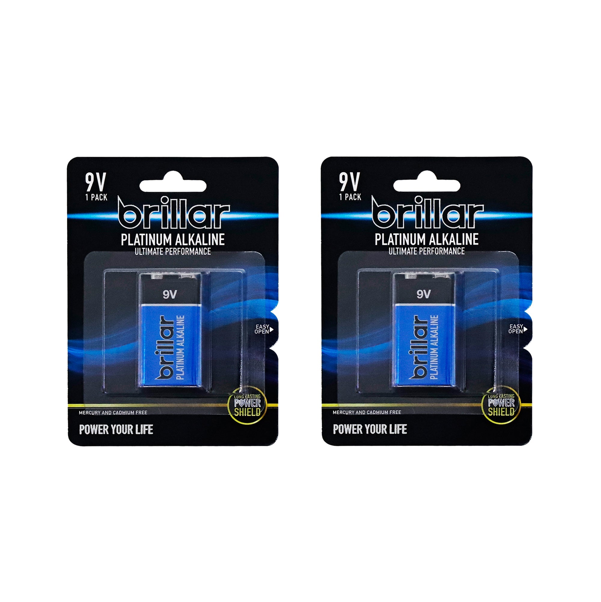 2 Pack Brillar 9V Platinum Alkaline Battery 3