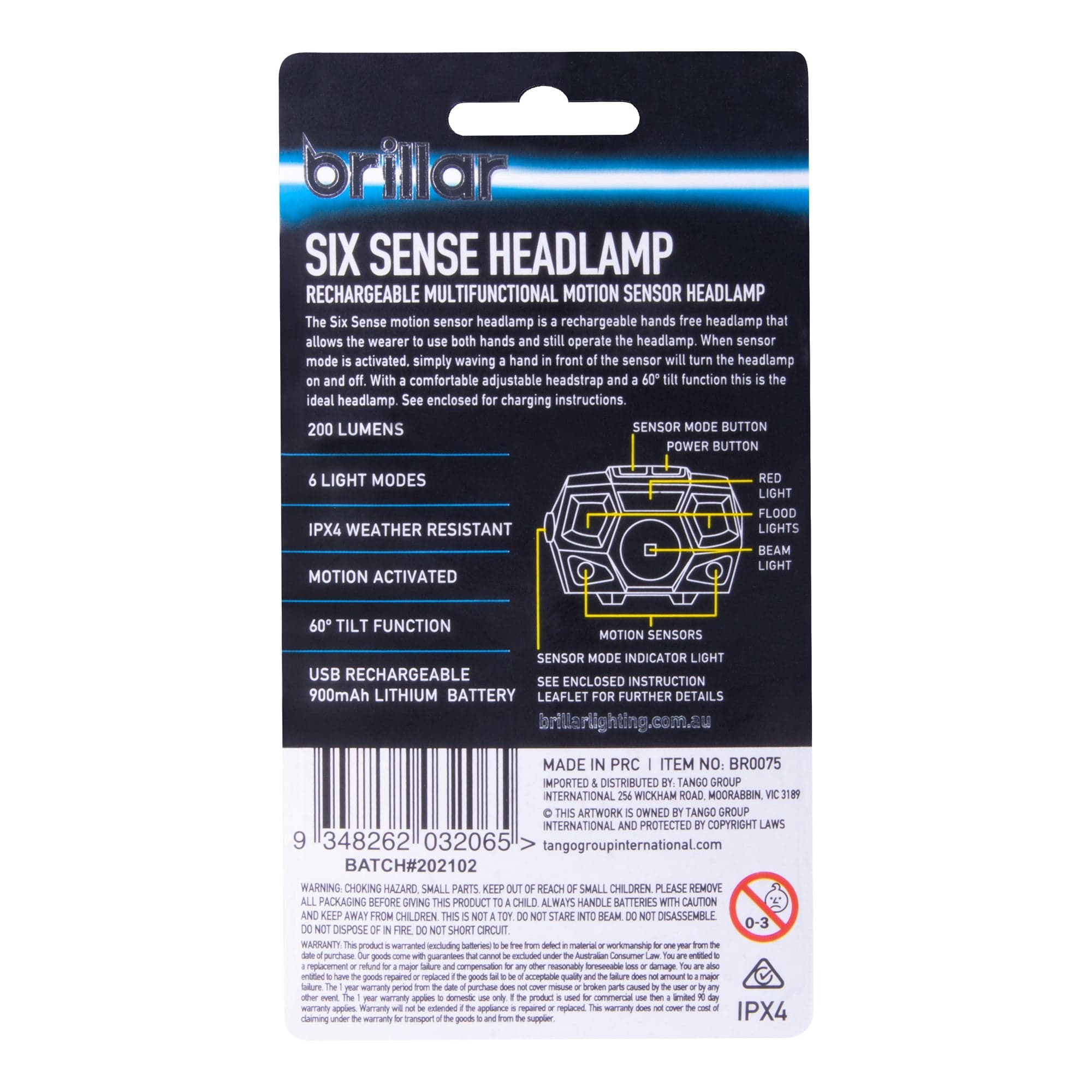 Brillar Sixth Sense - 200 Lumen 6 Mode Rechargeable Headlamp 4
