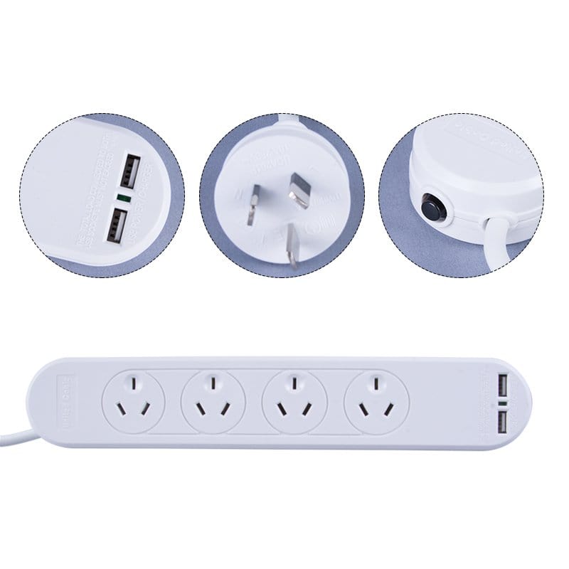 4 Outlet Powerboard With Surge Protection and Dual USB Charger 3