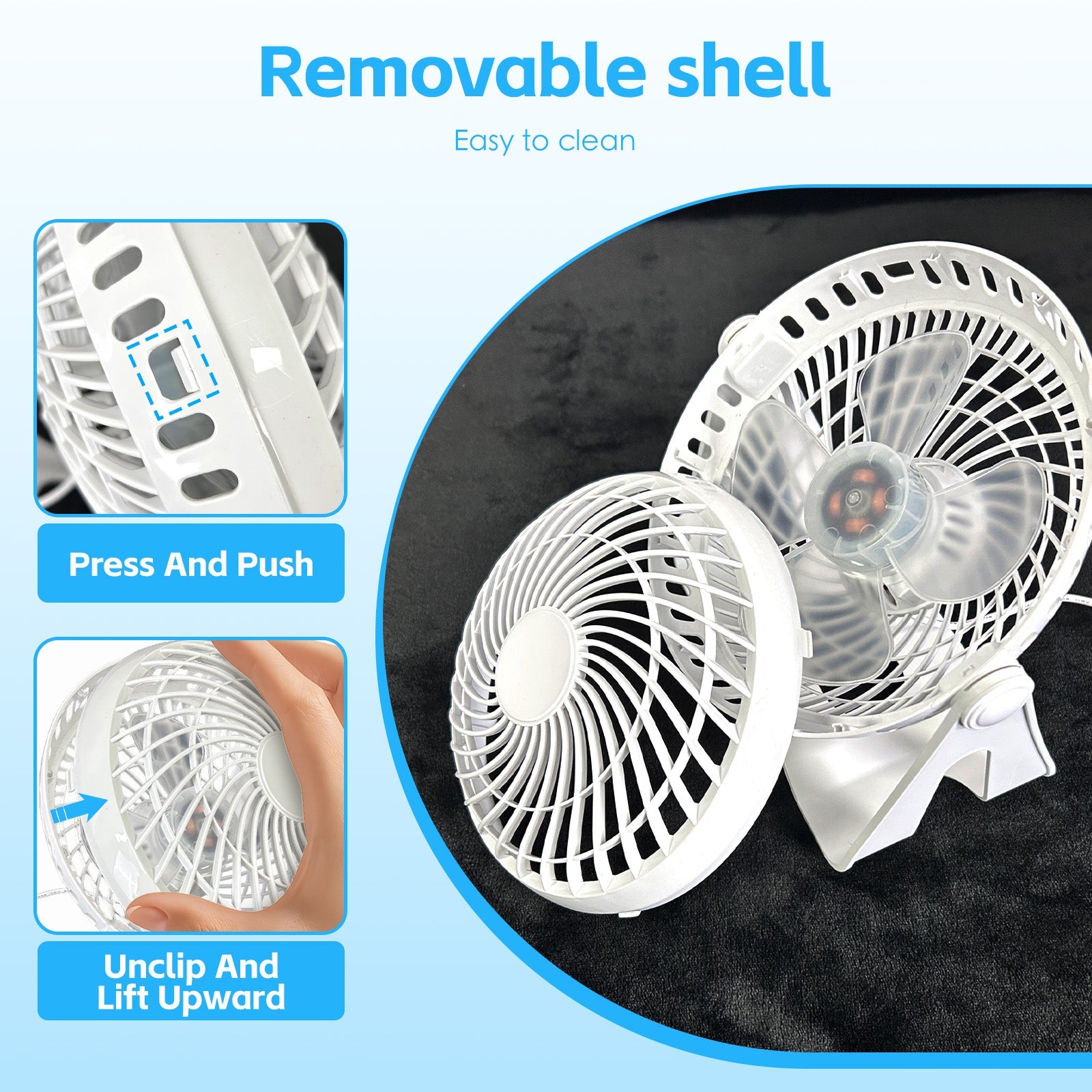 USB Powered Desk Fan – Portable 2-Speed Adjustable Angle Cooling Fan (White) 5