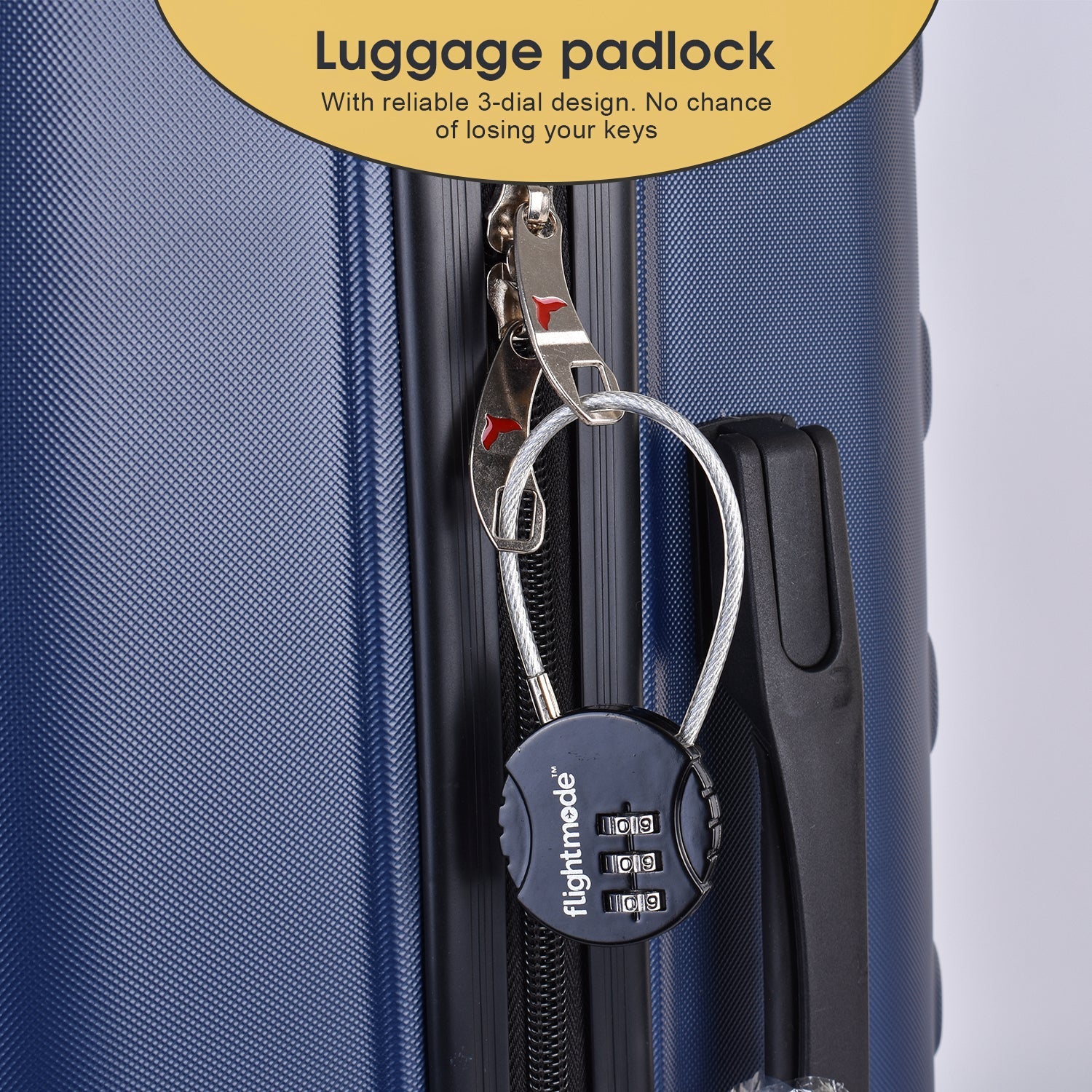 Flightmode 3 Dial Steel Cable Padlock 4