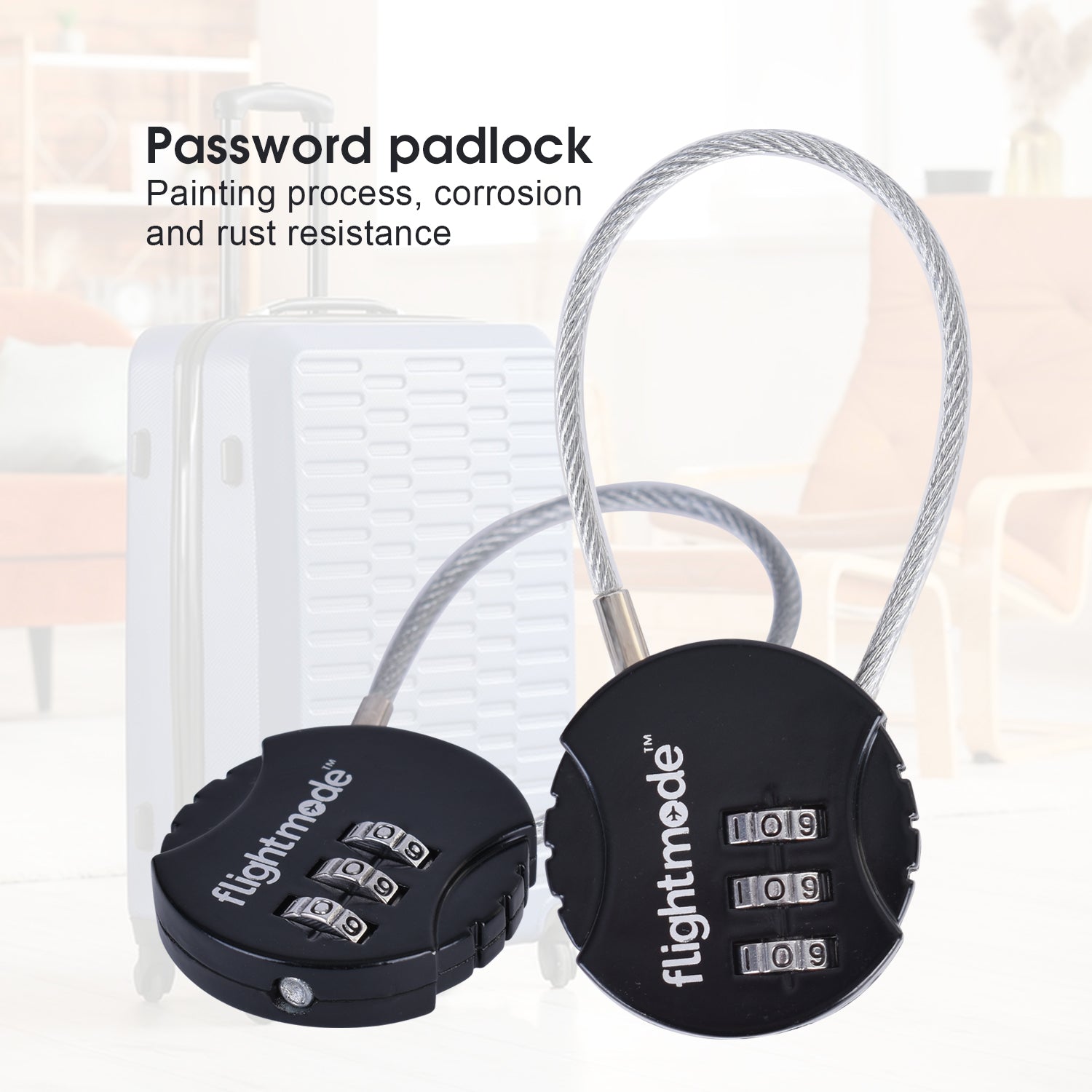 Flightmode 3 Dial Steel Cable Padlock 5