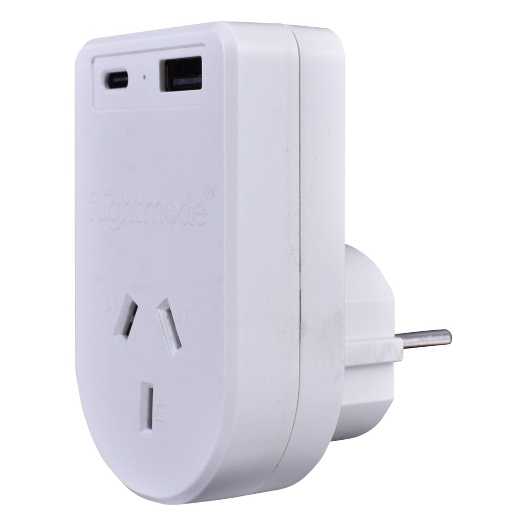 Flightmode Outbound AU/NZ to EUROPE/BALI Travel Adaptor with USB Type C & A 4