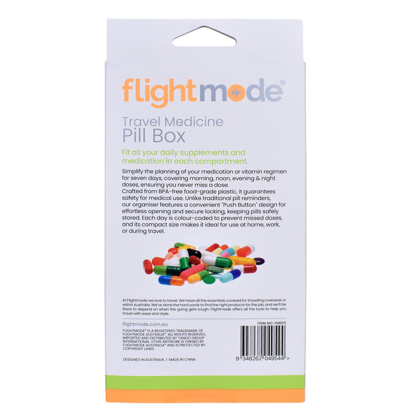 Flightmode 7 Day Travel Pill Box Medicine Organiser with Individual Daily Compartment 3
