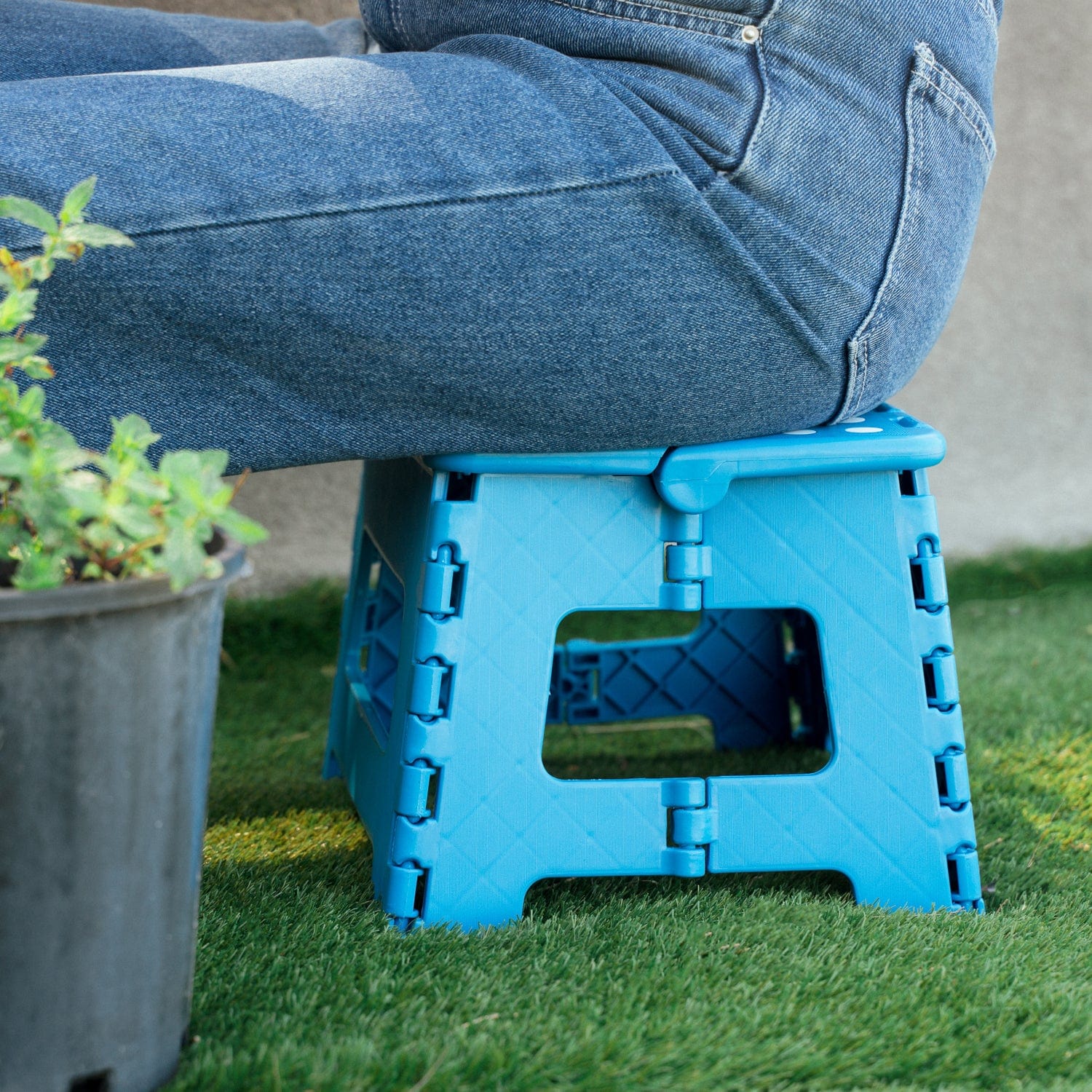 Plastic Folding Stool Portable Chair Outdoor Camping Blue 3