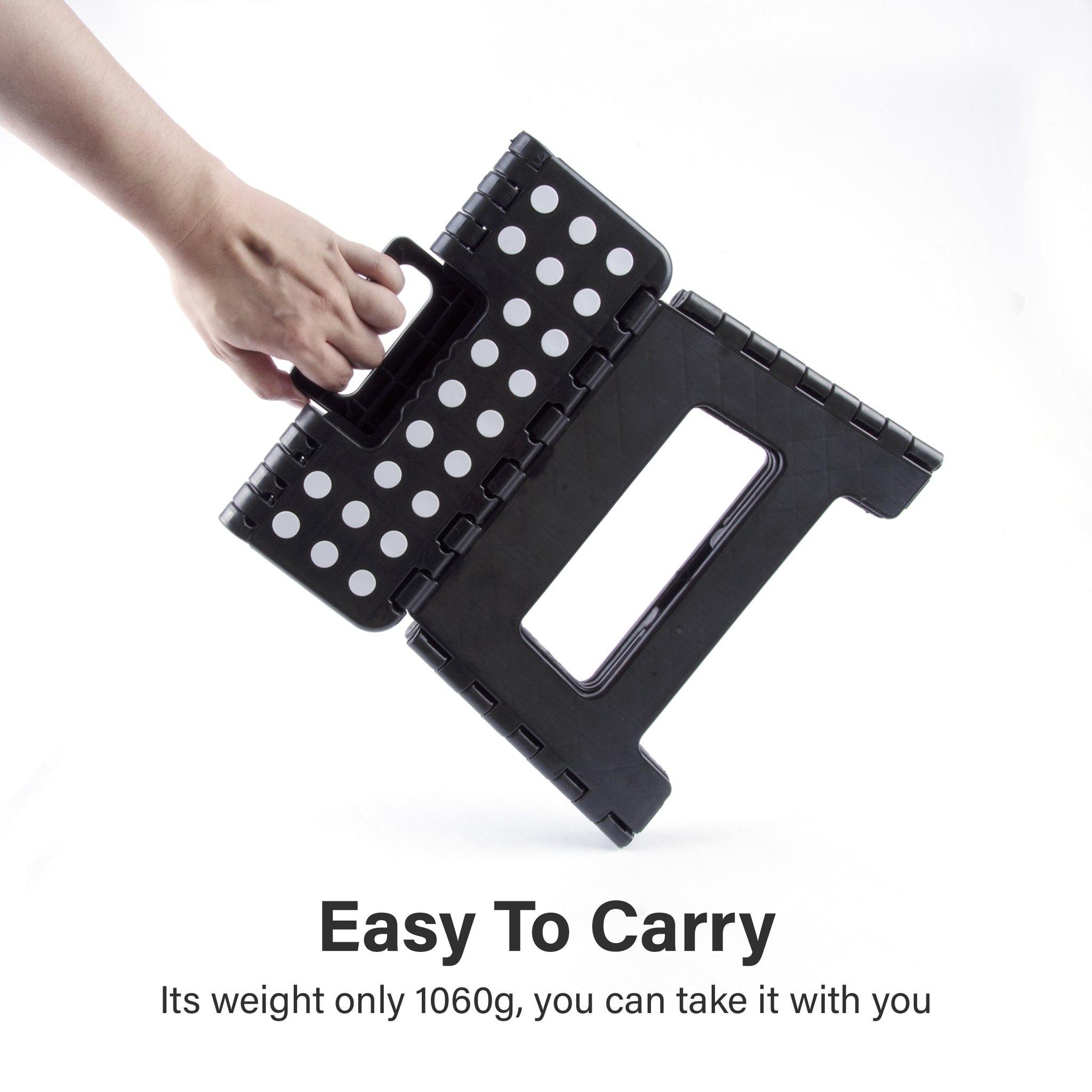 Large Plastic Folding Stool Portable Chair Store Flat Easy Carry Outdoor Camping Black 3