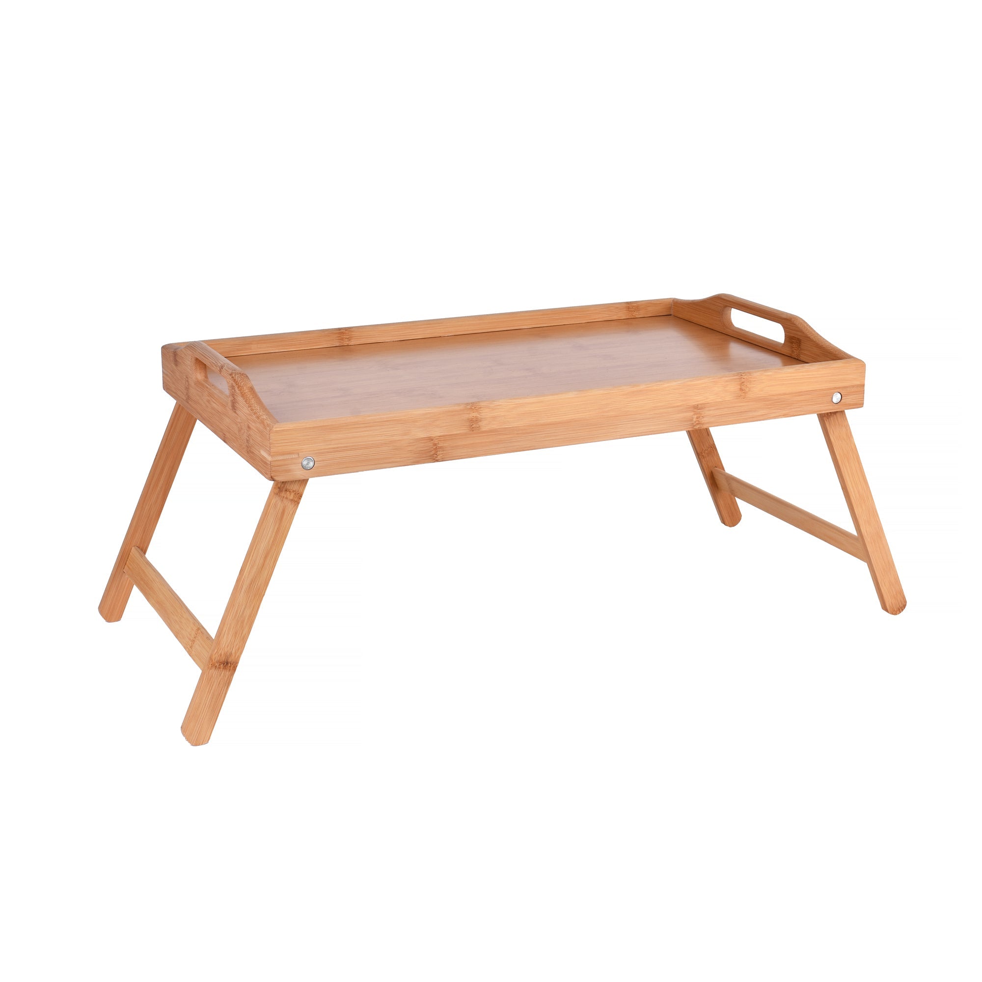 2 x Bamboo Bed Table Breakfast/Snack Serving Tray with Foldable Legs 3