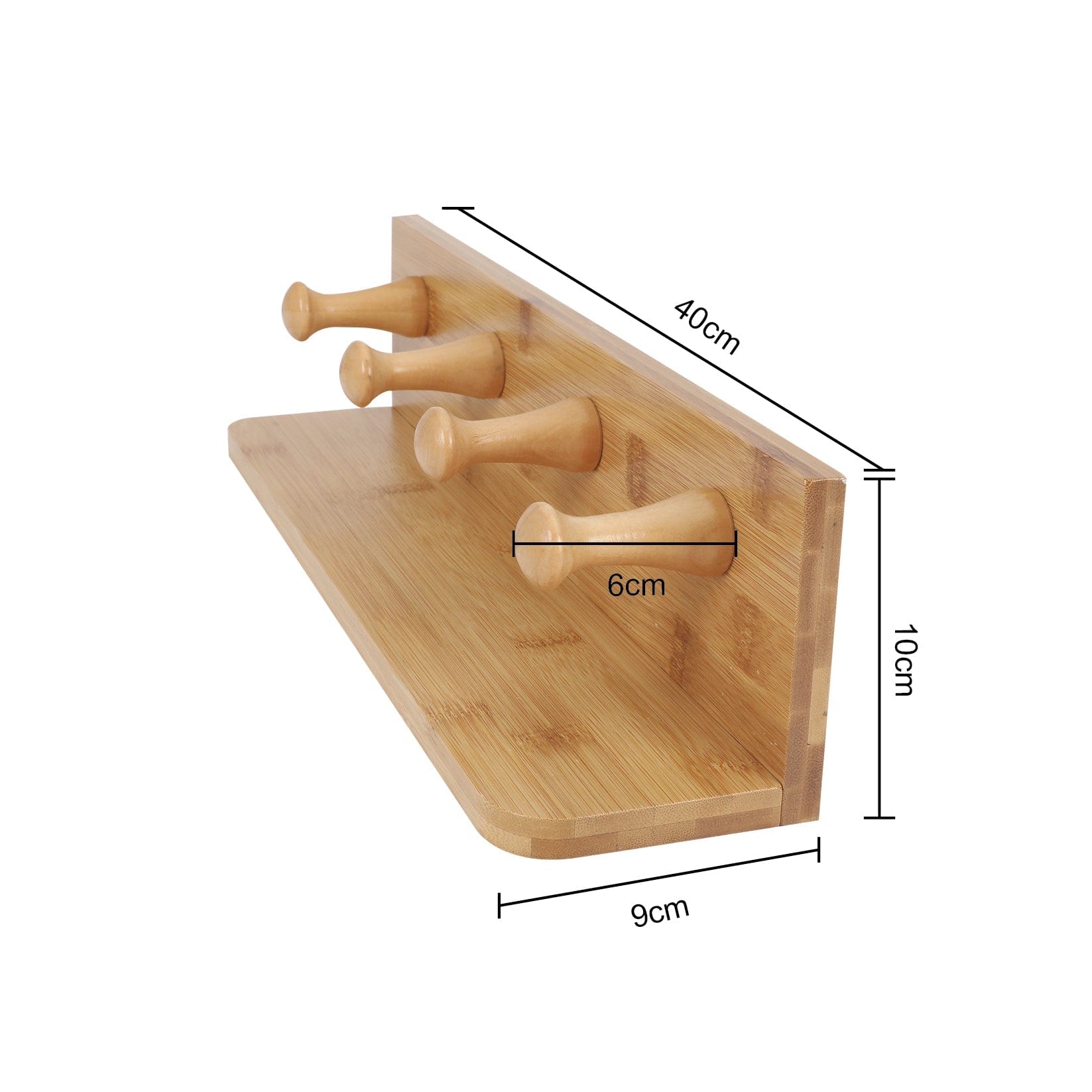 Bamboo Wall Hooks and Shelf 6