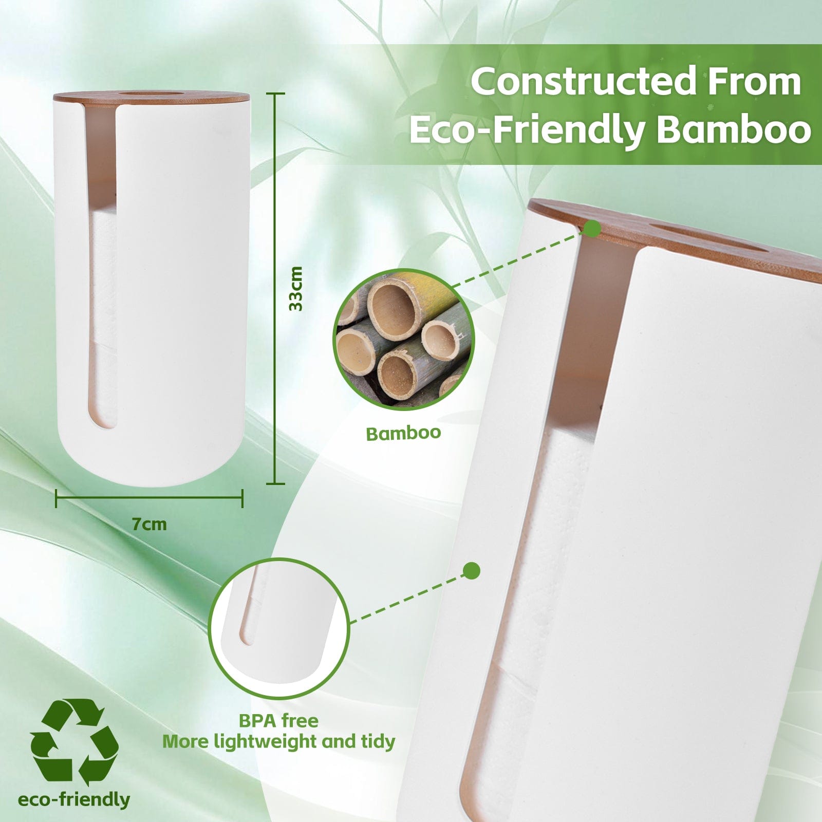 Bamboo Lid Toilet Roll Storage Holder 3