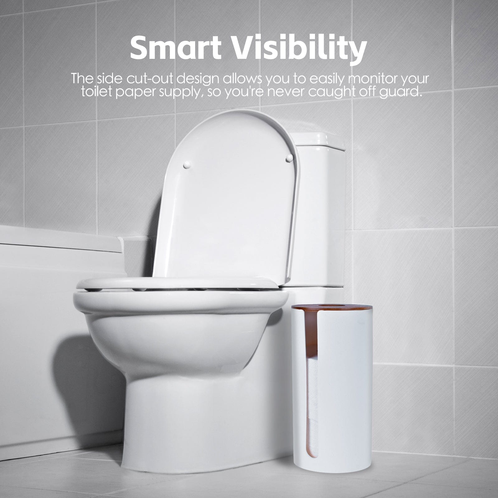 Bamboo Lid Toilet Roll Storage Holder 4