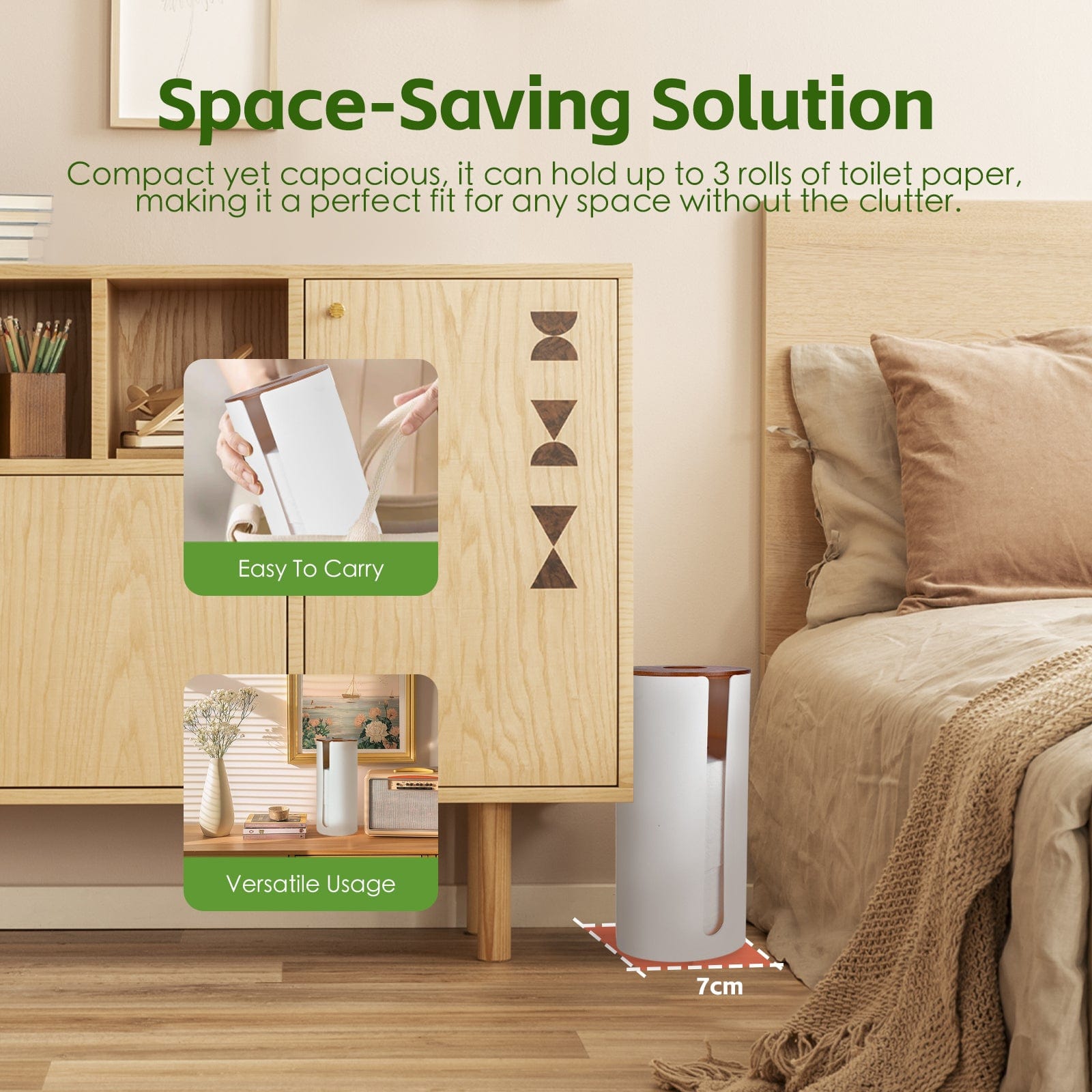 Bamboo Lid Toilet Roll Storage Holder 5