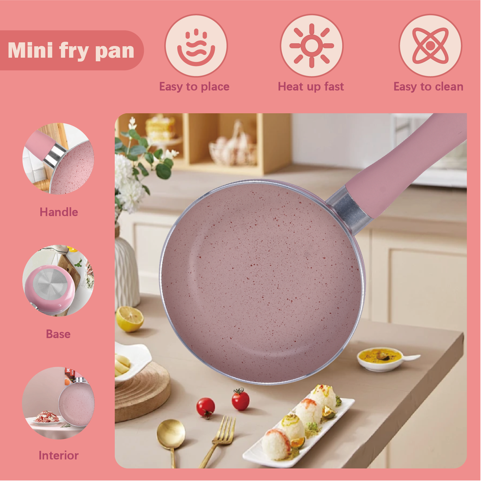 12cm Mini Non Stick Aluminium Frying Pan Round Egg Pan 3
