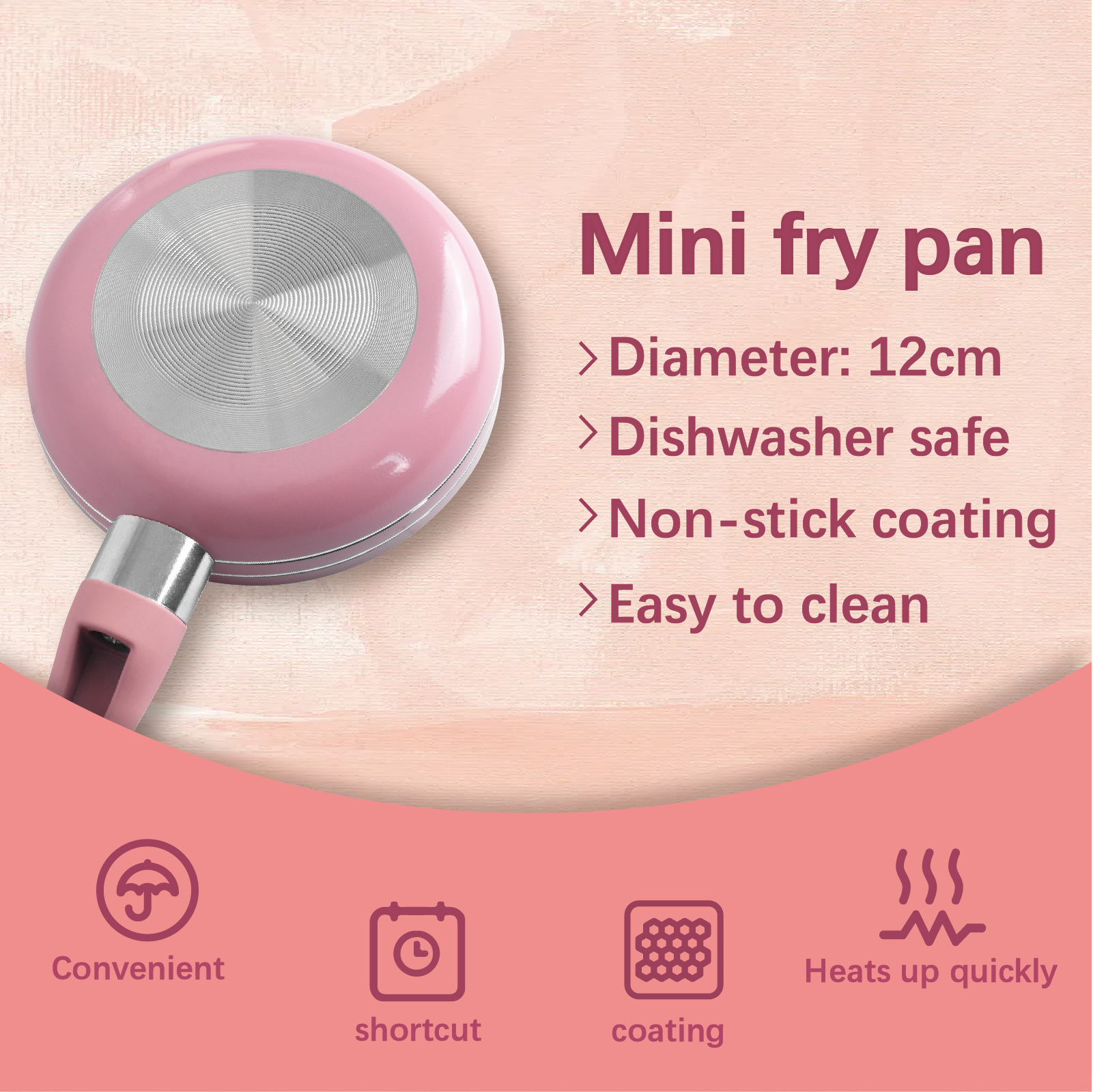 12cm Mini Non Stick Aluminium Frying Pan Round Egg Pan 4