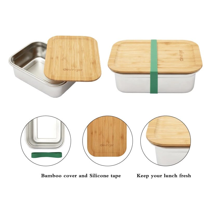 Clevinger Stainless Steel Bamboo Large Lunch Box 1200ml 5