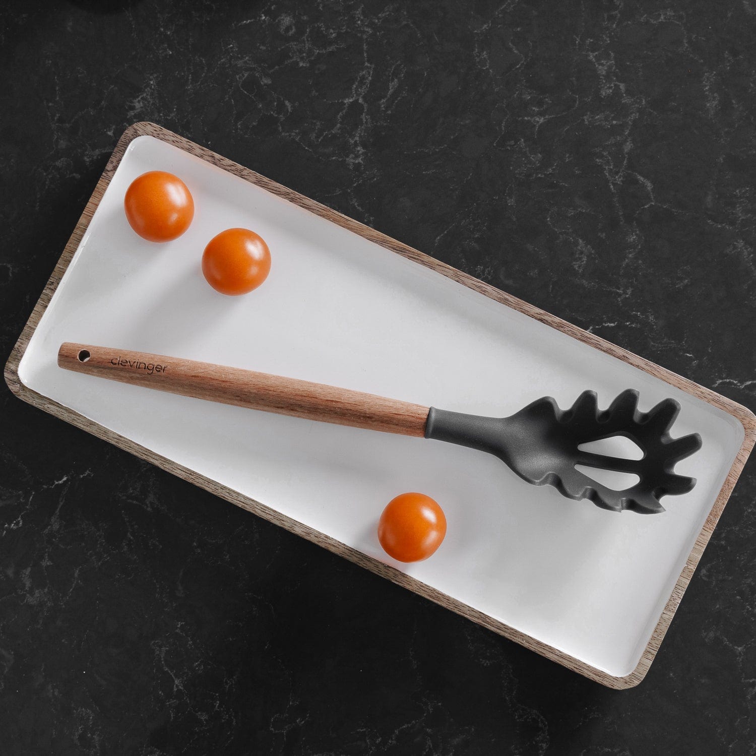 Beechwood & silicone pasta spoon charcoal 4