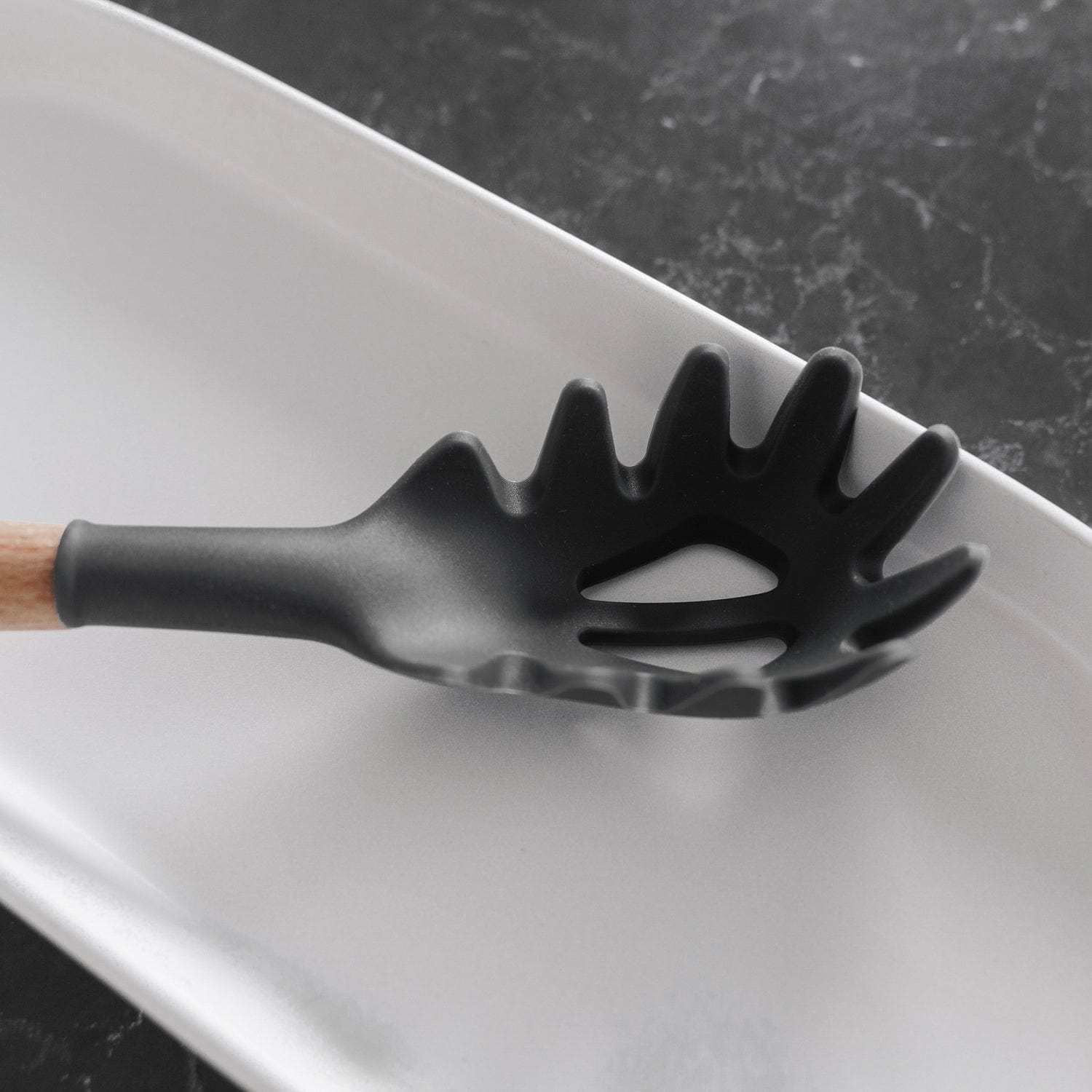 Beechwood & silicone pasta spoon charcoal 5