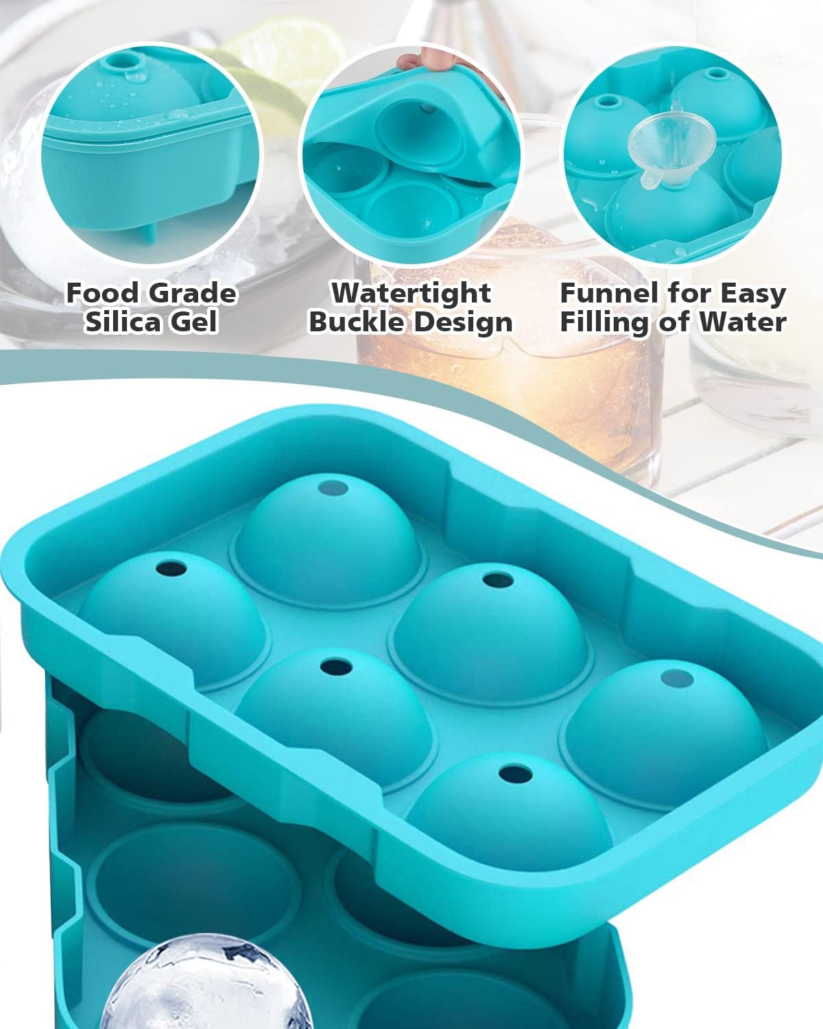 Easy Pop Silicone 6 Sphere Ice Cube Tray 5