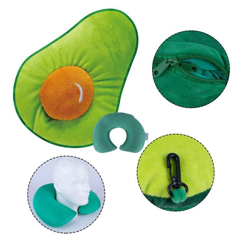 2 Ways Reversible Microfibre Travel Pillow-Avocado/Watermelon 4