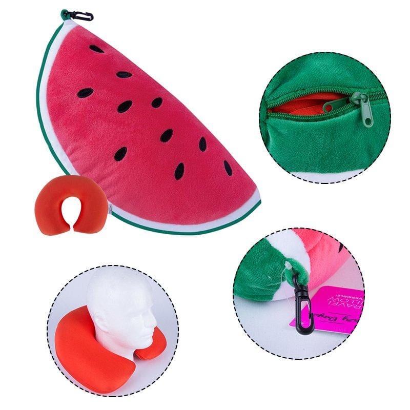 2 Ways Reversible Microfibre Travel Pillow-Avocado/Watermelon 6