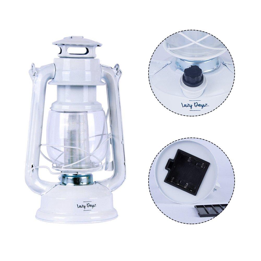 12 LED Solid Metal Camping Hurricane Lantern - White 4