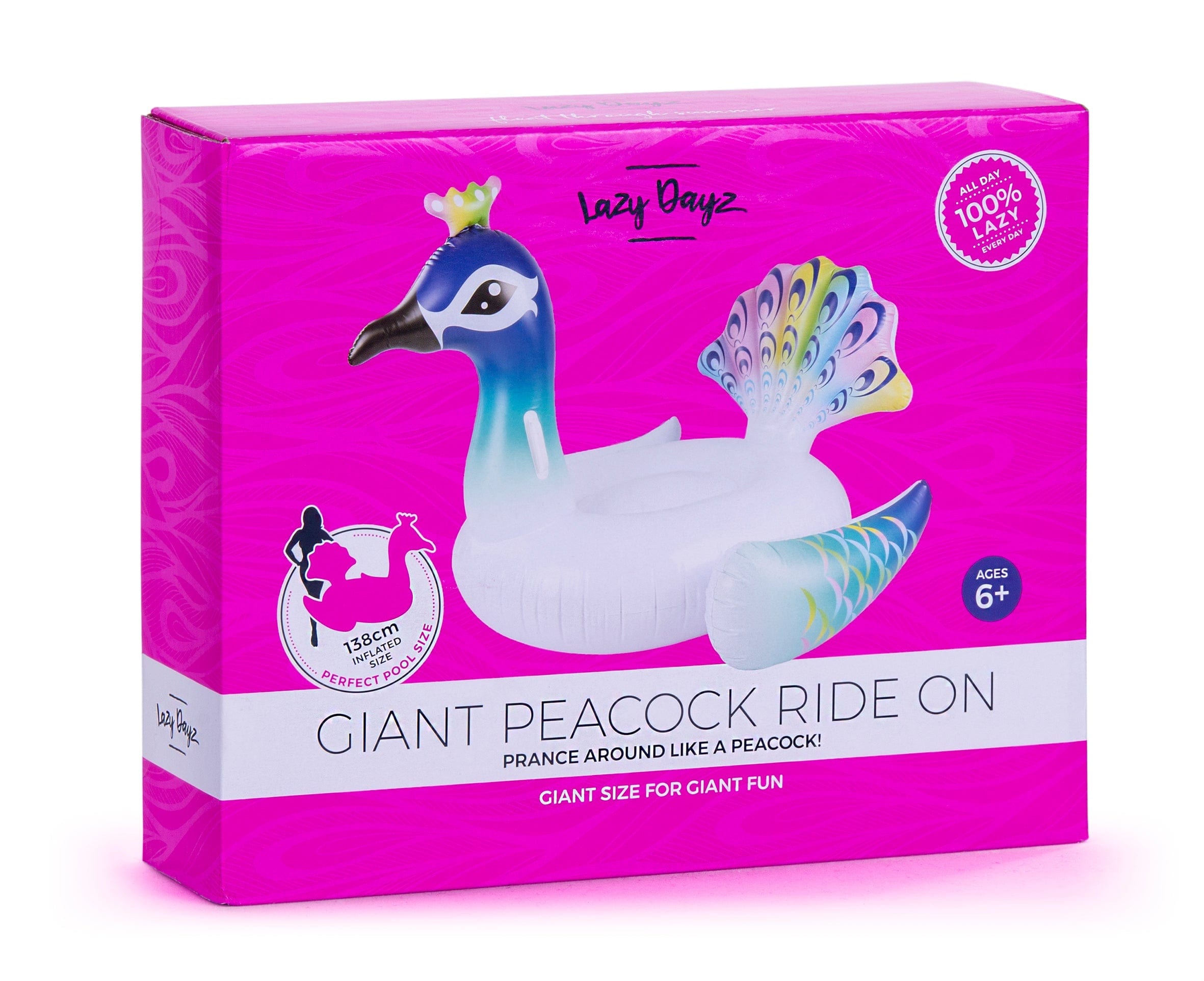 Lazy Dayz Inflatable Peacock Ride-on Float 135cm 3