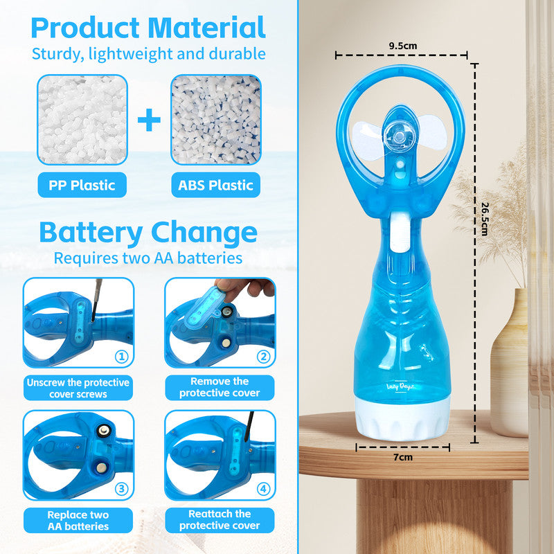 Lazy Dayz Water Spray Fan - Blue 6