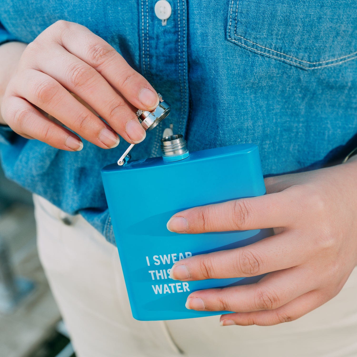 175ml Stainless Steel Hip Flask w Funny Quotes-Blue 4