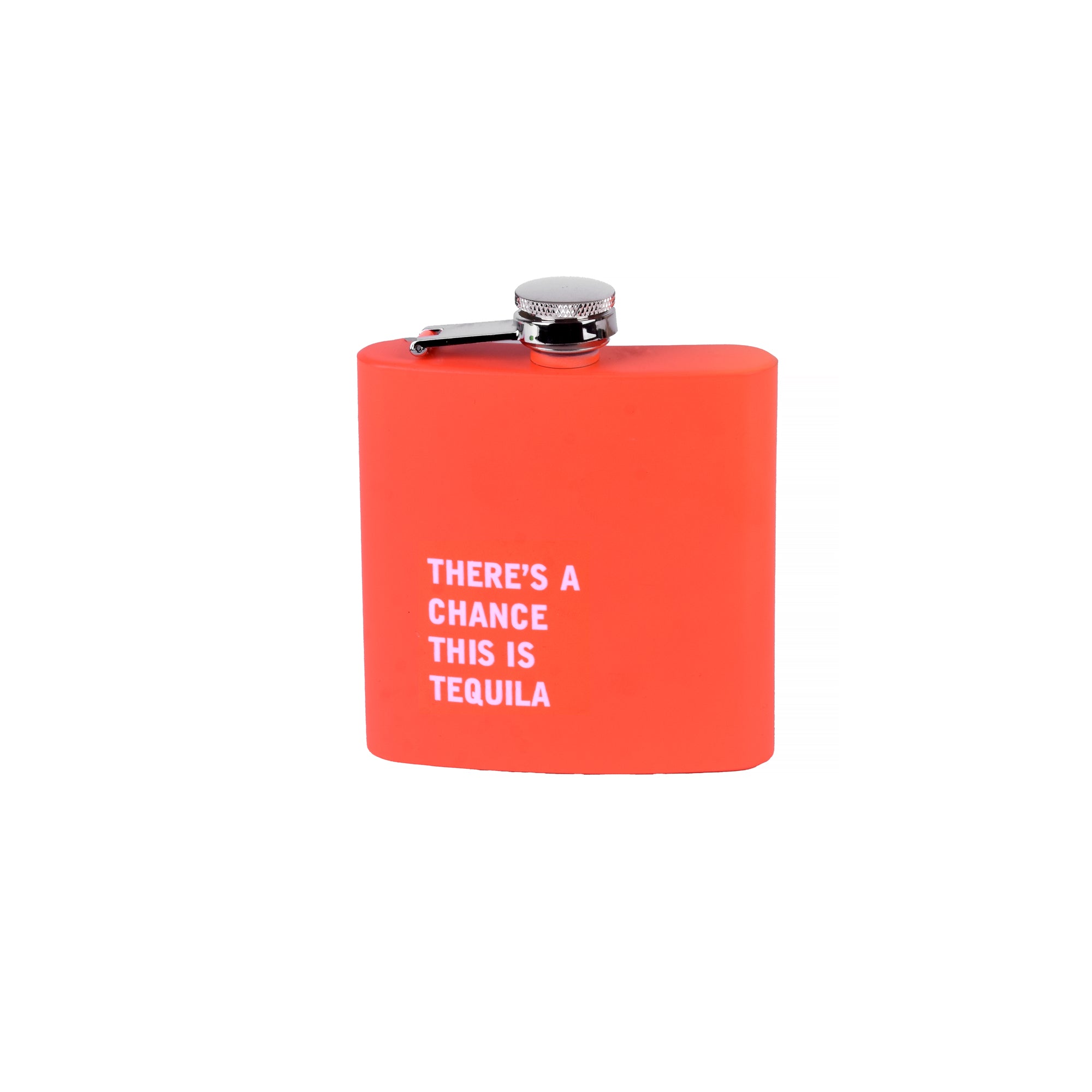 175ml Stainless Steel Hip Flask w Funny Quotes - Peach