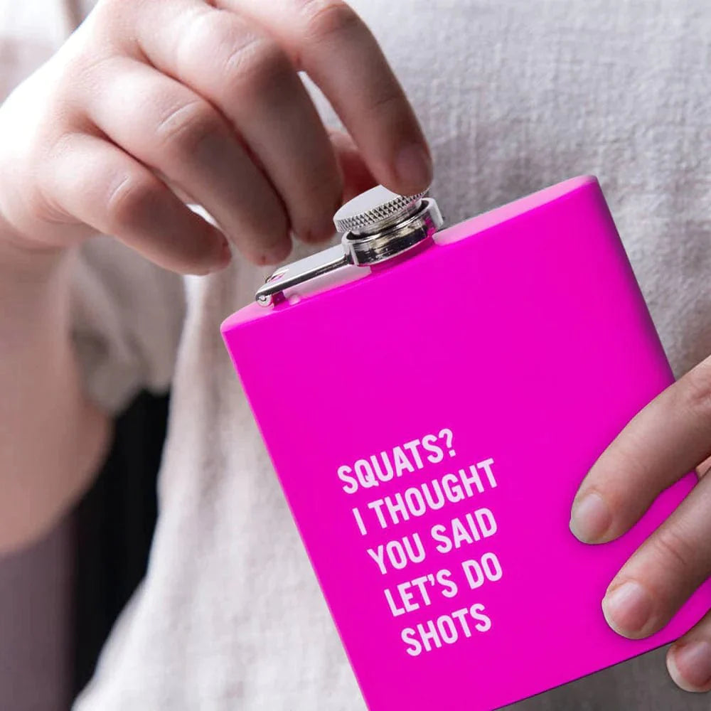 175ml Stainless Steel Hip Flask w Funny Quotes-Pink 3