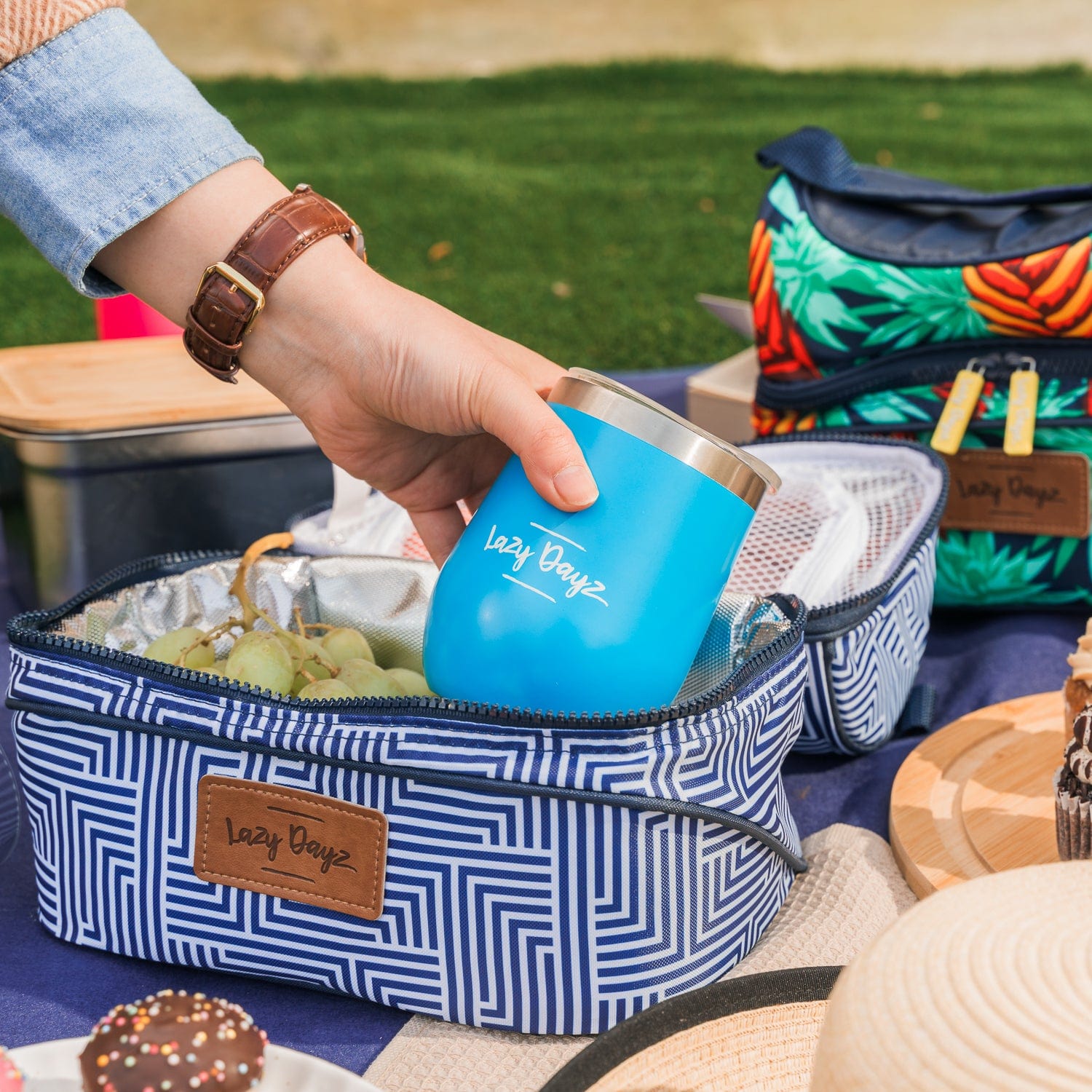 Lazy Dayz Stemless Wine Cup 350ml - Blue 4