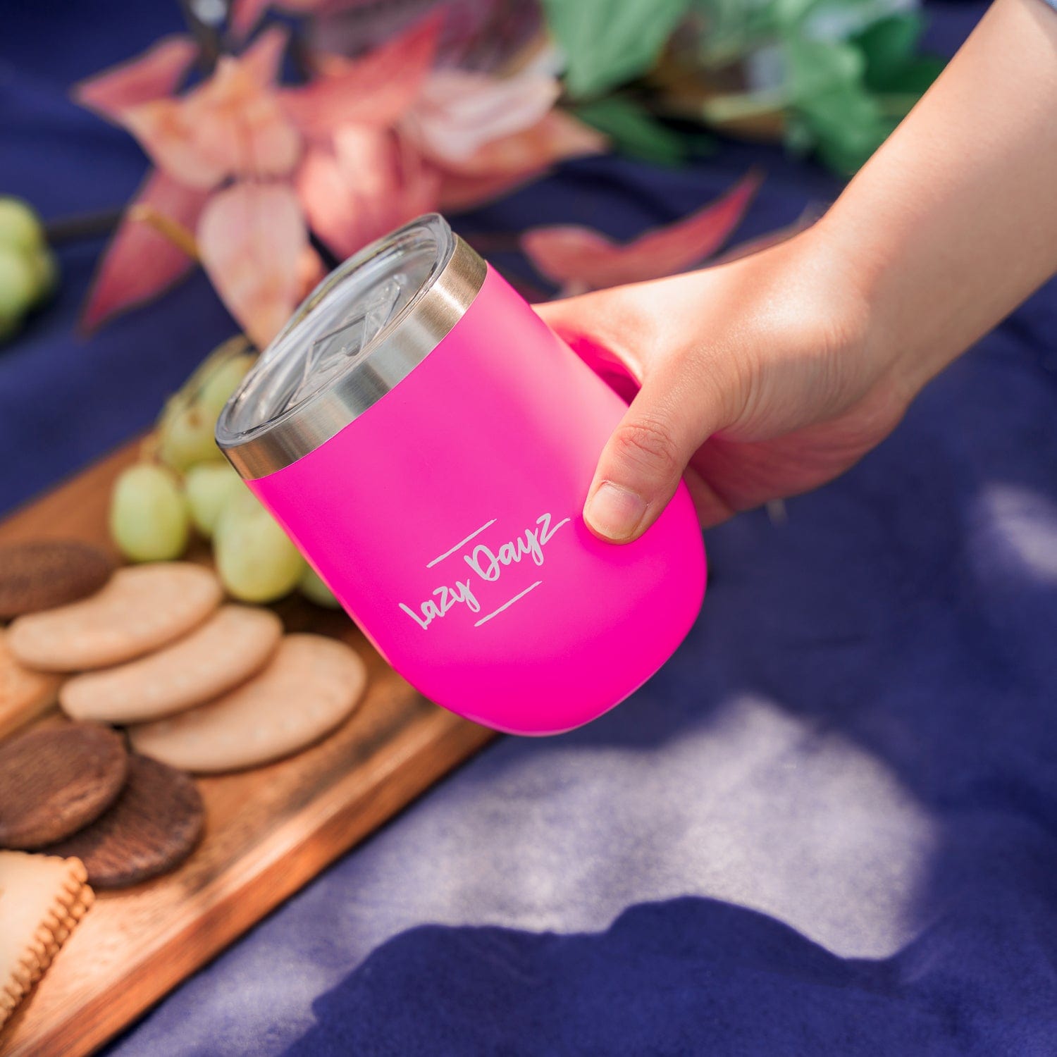 Lazy Dayz Stemless Wine Cup 350ml - Pink 3
