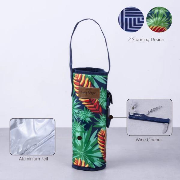 Lazy Dayz Insulated Wine Bottle Tote - Makena 5