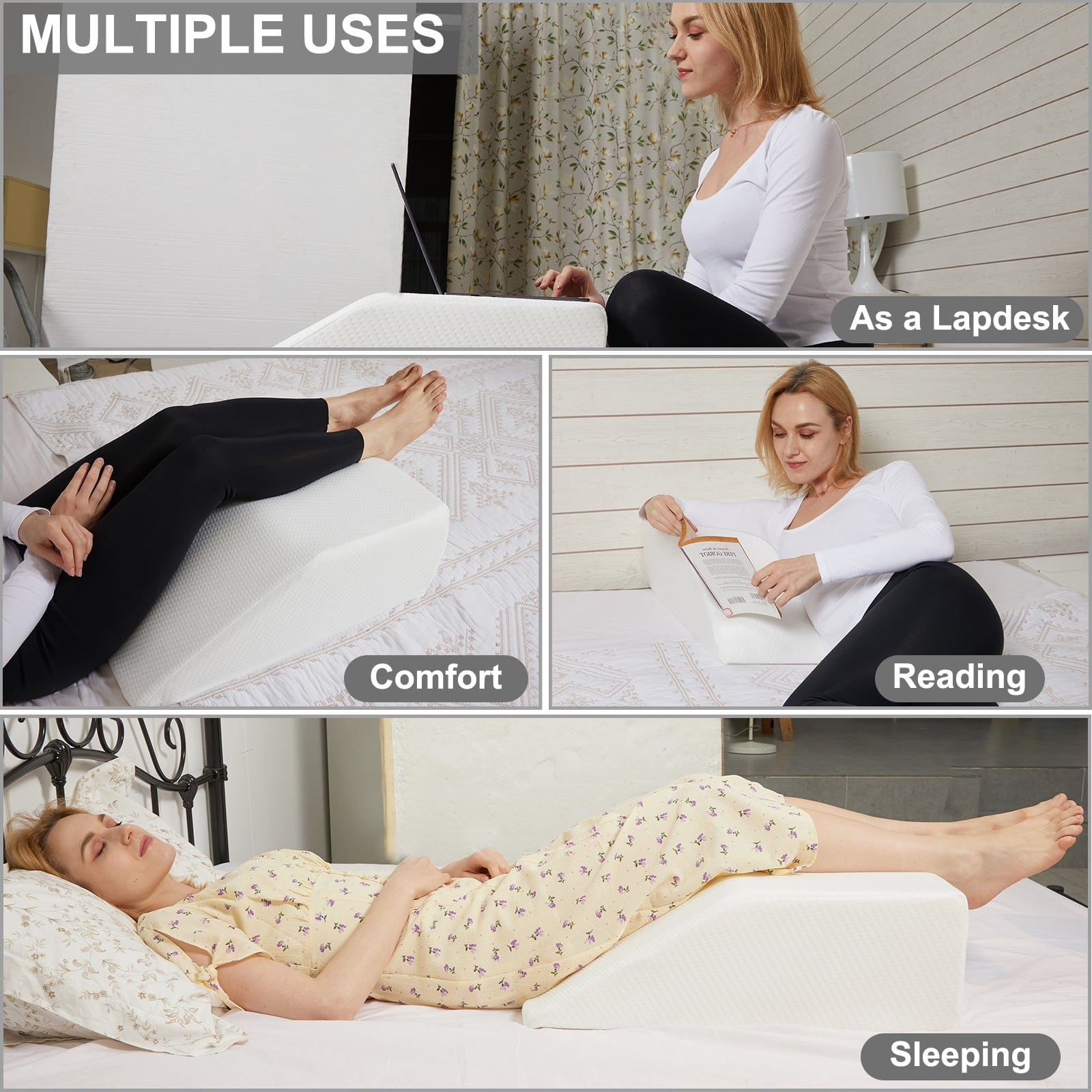 Memory Foam Bed Wedge Leg Support Elevation Pillow 4