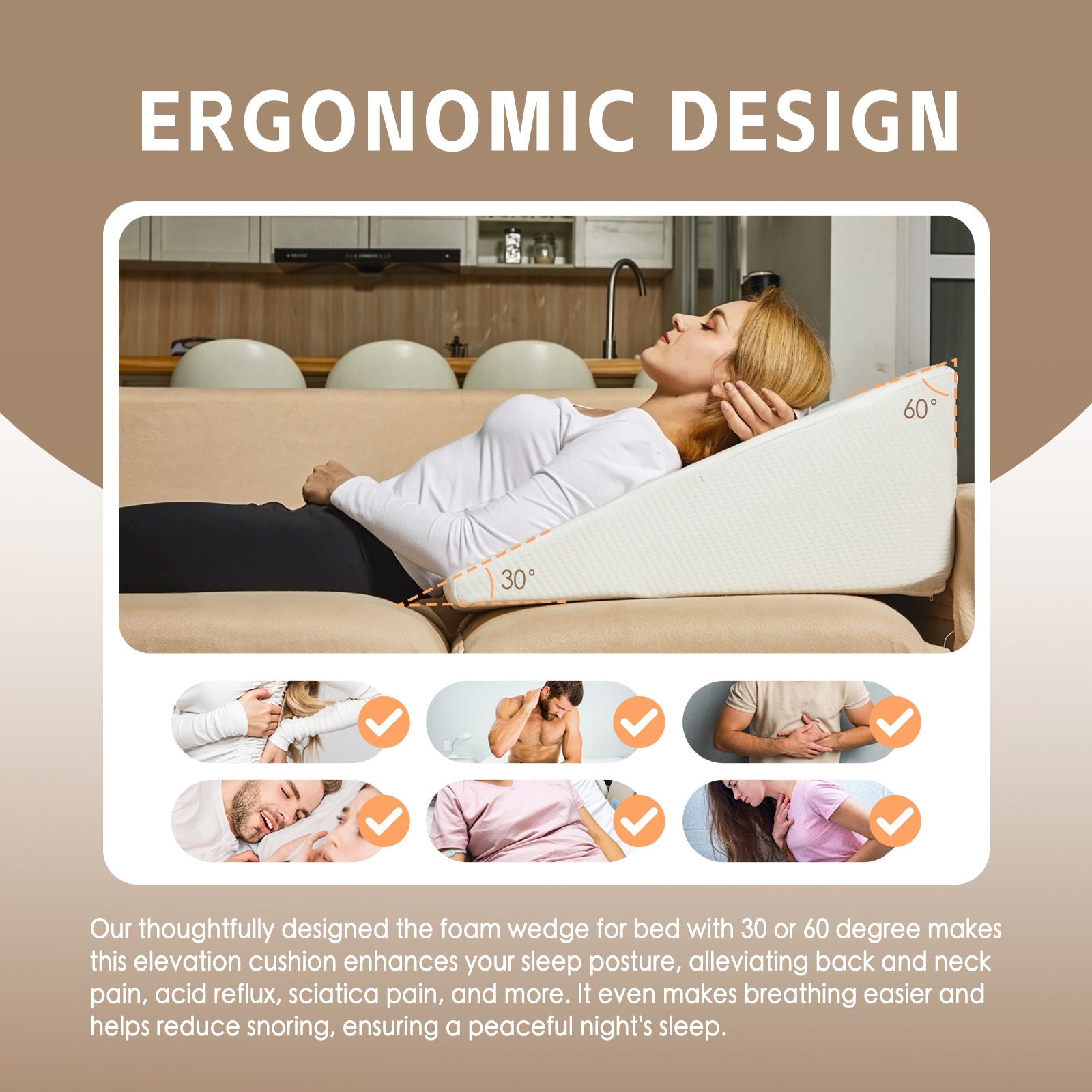 Clevinger Memory Foam Bed Wedge Back Support Pillow 4