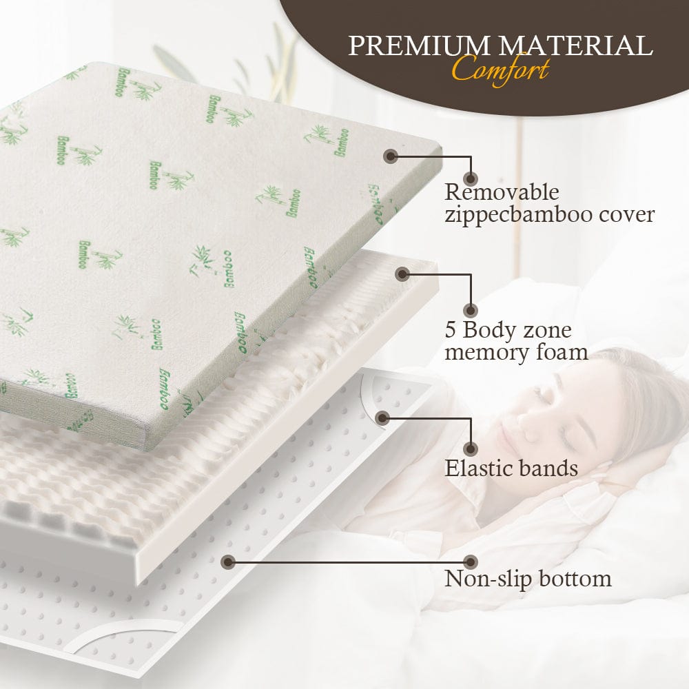 4cm Memory Foam Mattress Topper with Bamboo Cover - Double 3