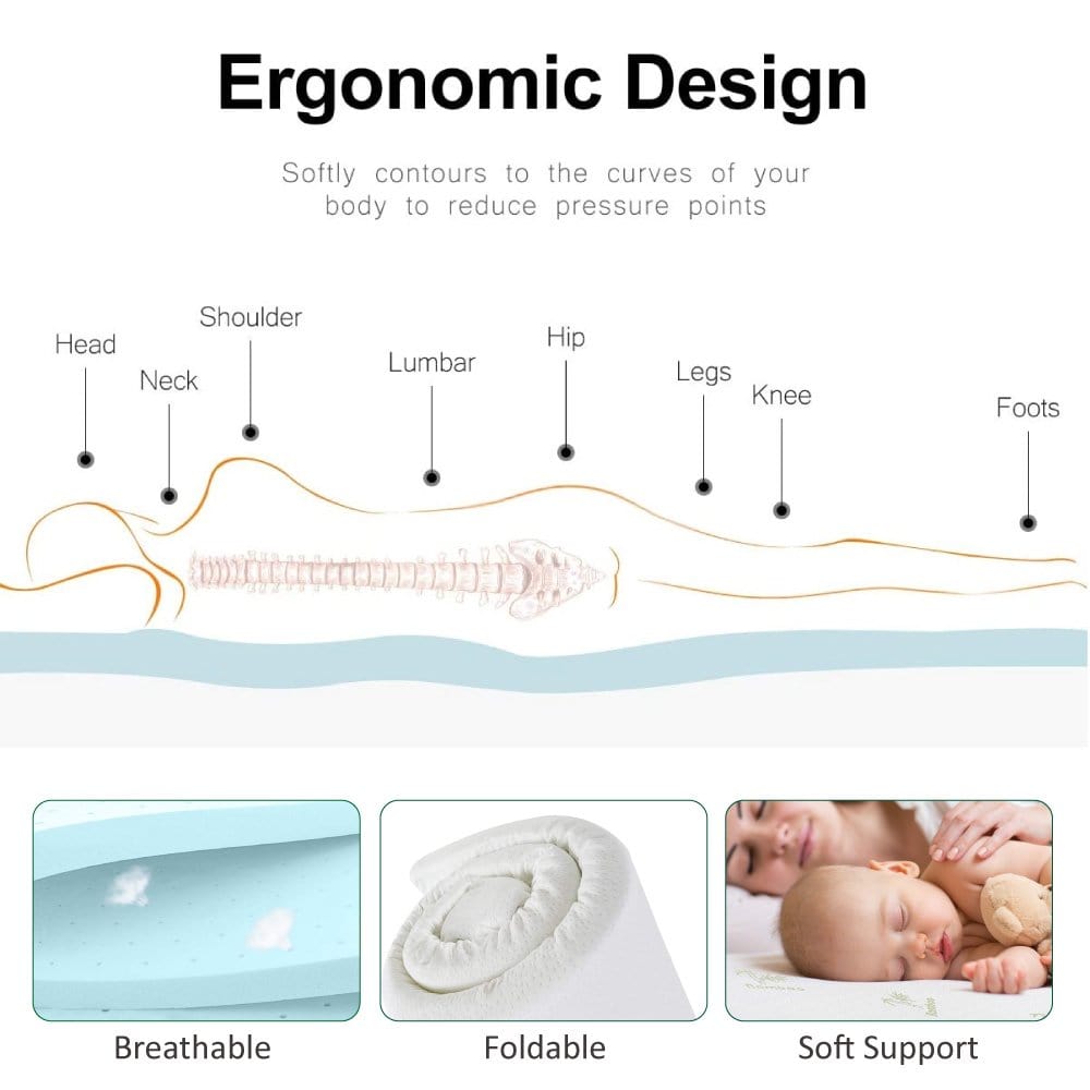 4cm Memory Foam Mattress Topper with Bamboo Cover - Queen 3