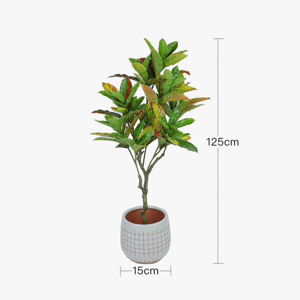 125cm Faux Artificial Home Decor Potted Codiaeum Plant 4