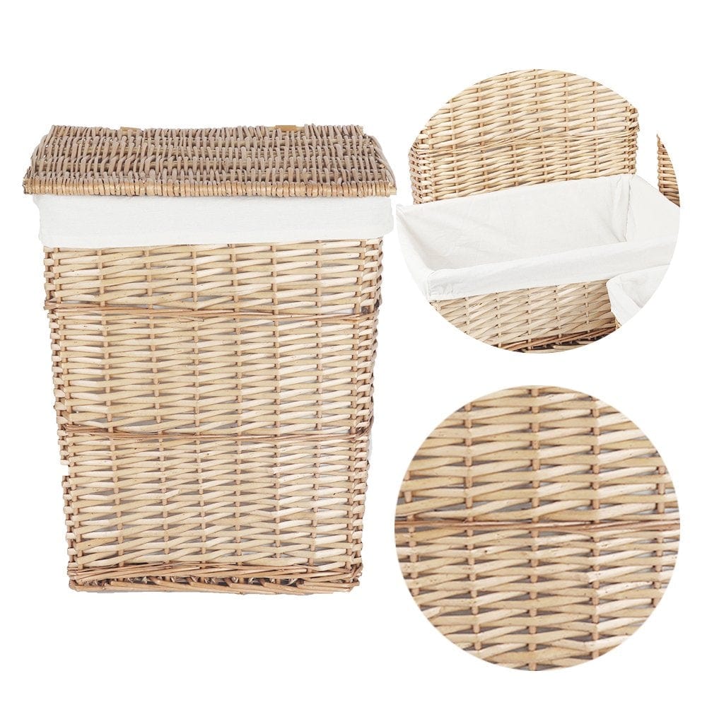 6 Piece Wicker Storage Baskets With Liner Set 3