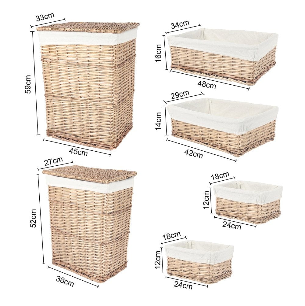 6 Piece Wicker Storage Baskets With Liner Set 4