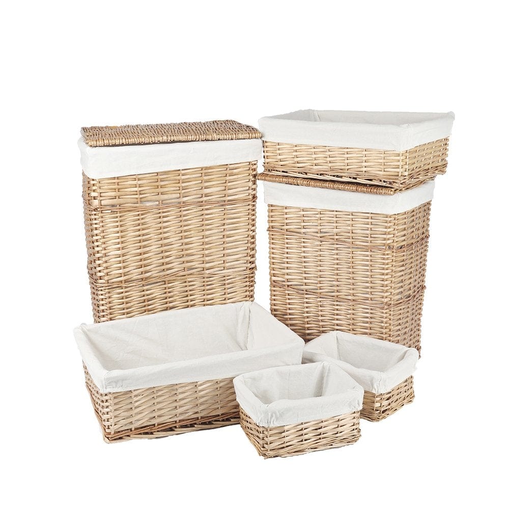 6 Piece Wicker Storage Baskets With Liner Set 5