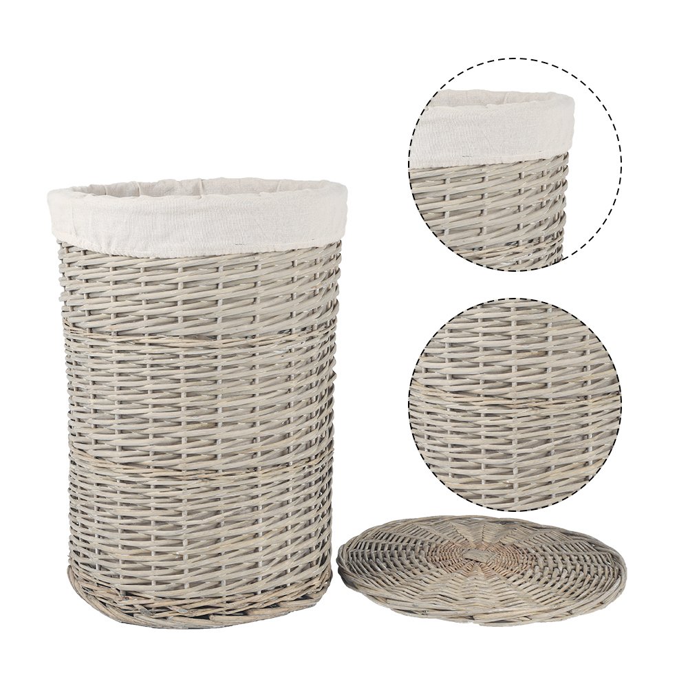 4 Piece Wicker  Storage Baskets With Liner Set 3