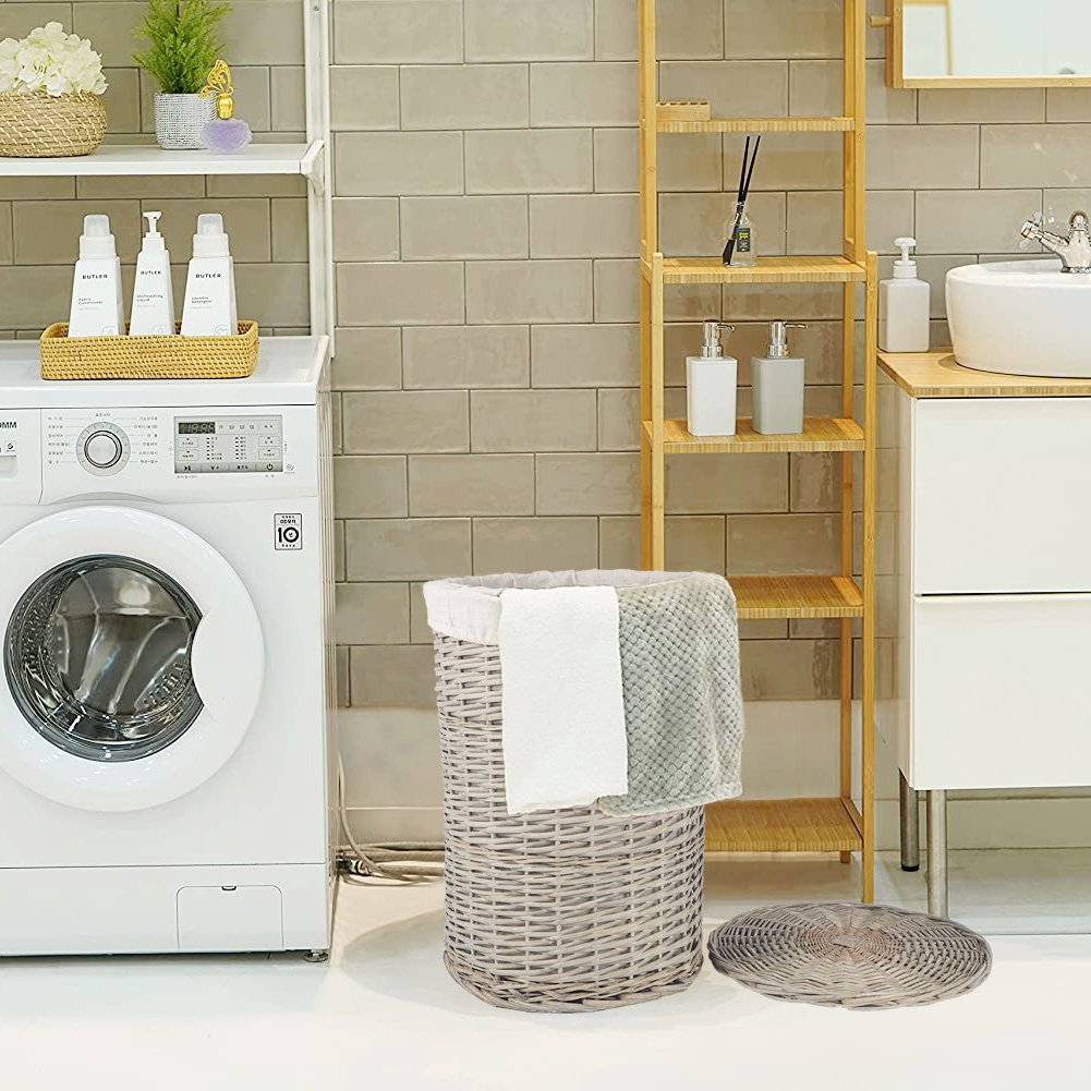 4 Piece Wicker  Storage Baskets With Liner Set 4