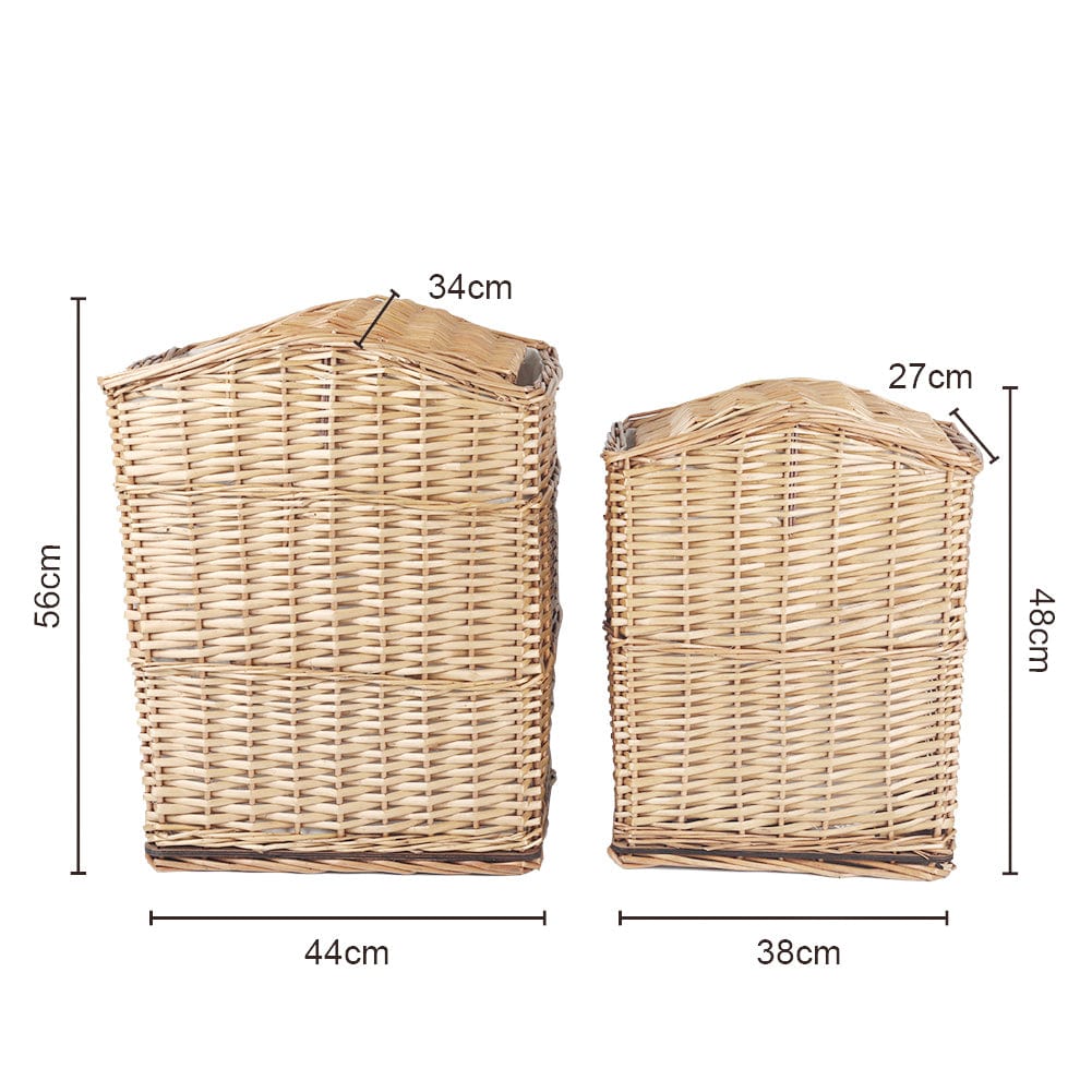 2 Piece Wicker Storage Baskets With Lid Set 3