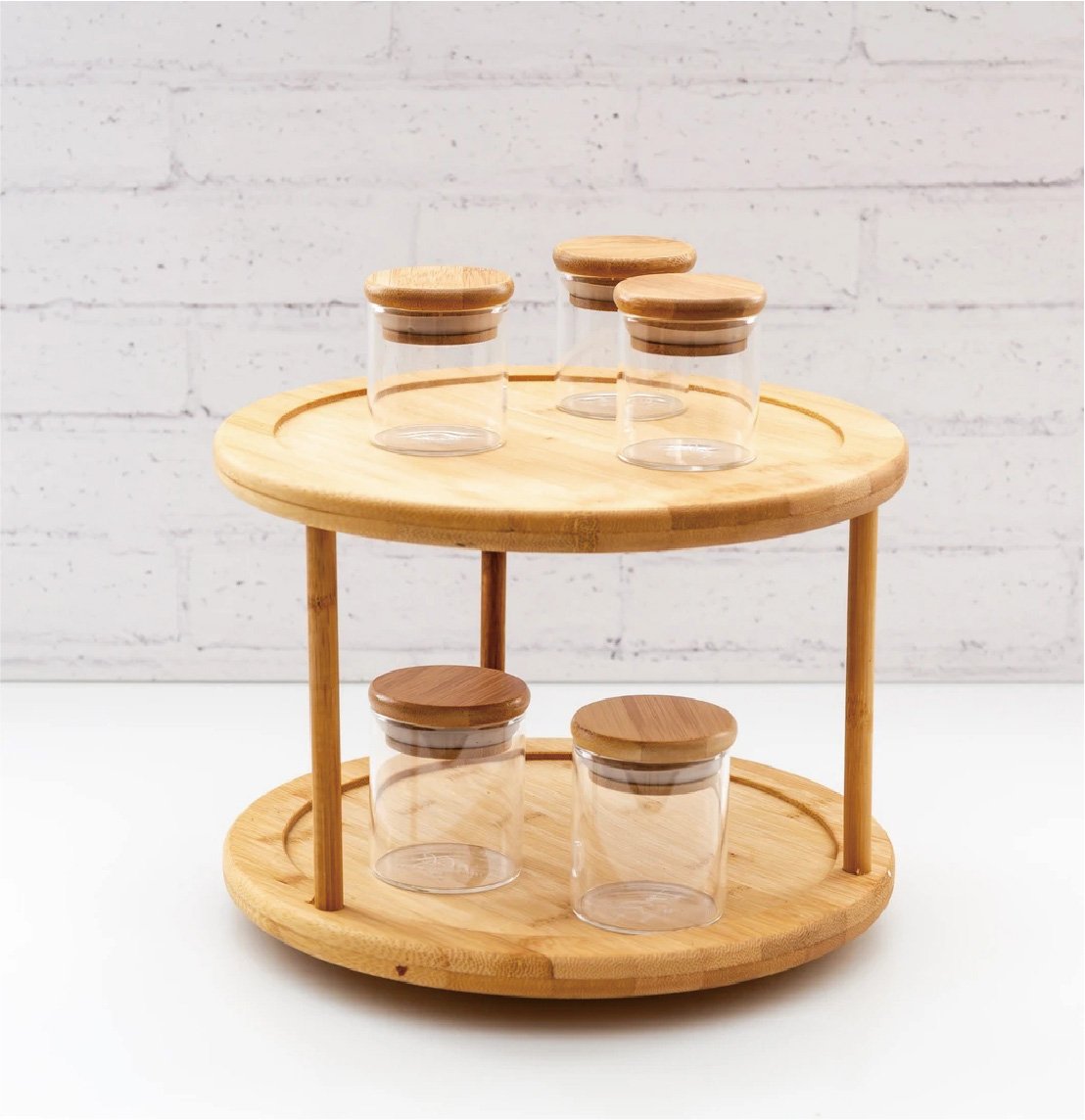 Bamboo Lazy Susan Turntable 2 Tiers 3