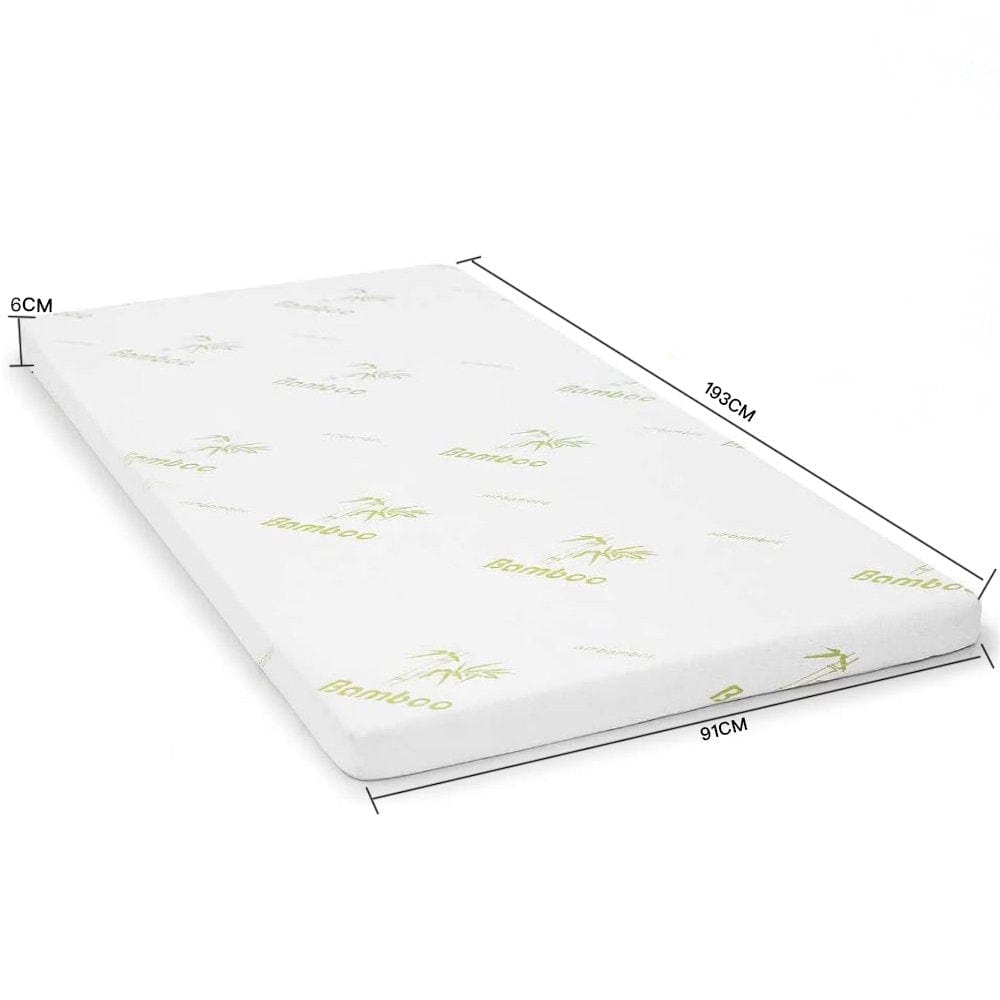 6cm Memory Foam Mattress Topper with Bamboo Cover - Single 5